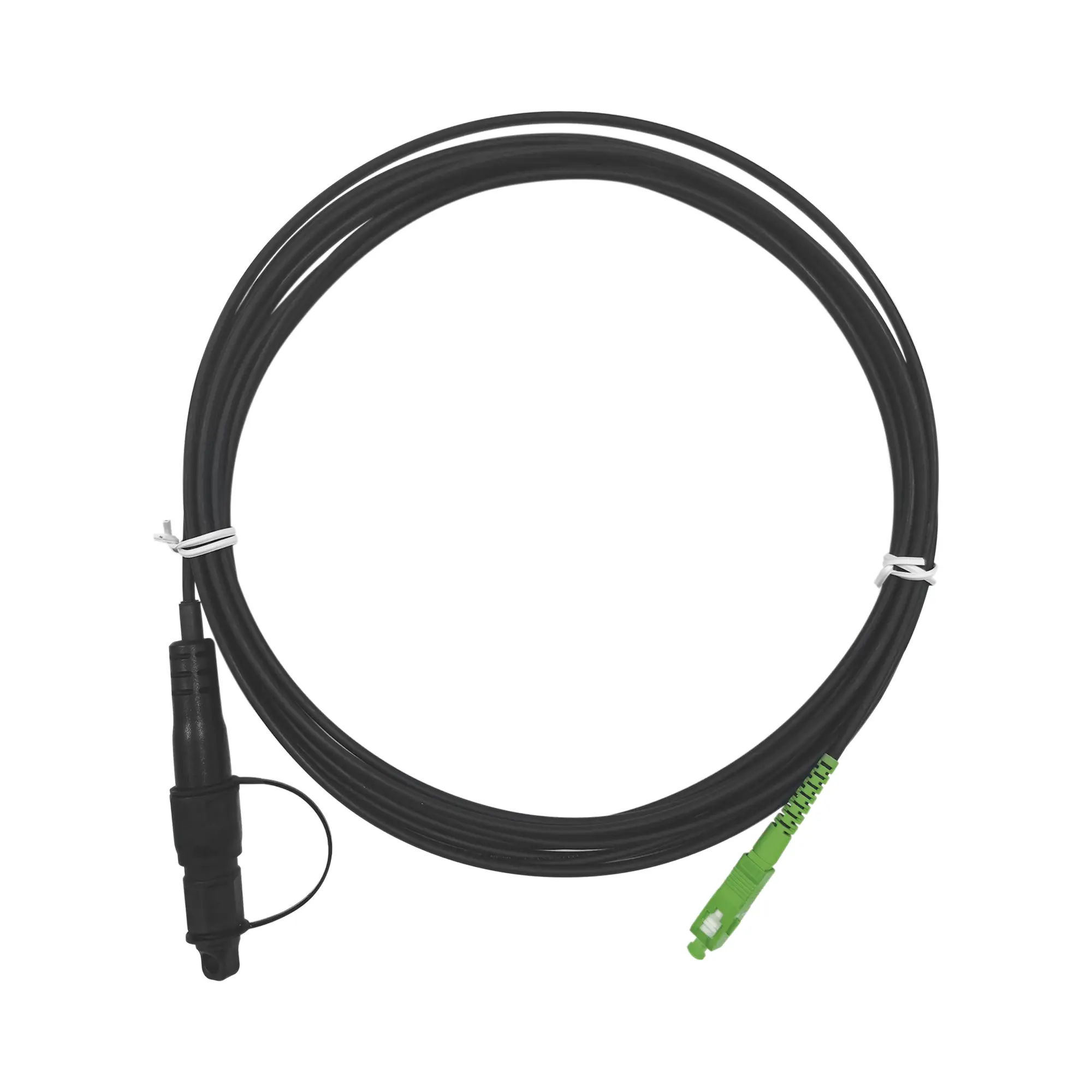 Jumper de Fibra Óptica, conector SC/APC – conexión a caja FDP460, redondo, 5 metros, forro 3 mm, G657A2, negro