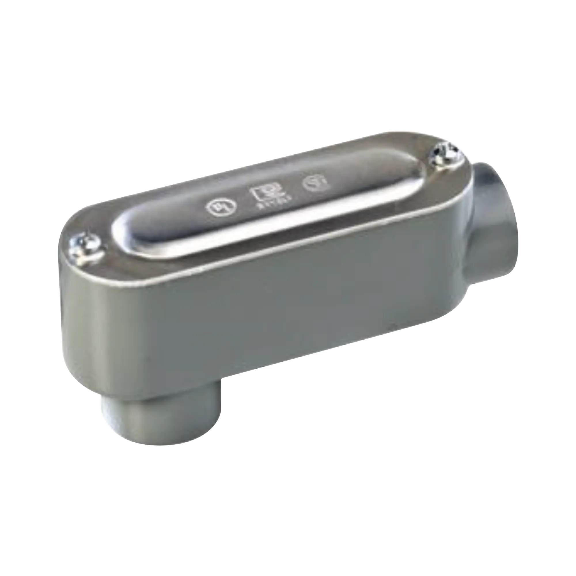 Caja oval roscada tipo LB de 3″ corta (76.2 mm) Incluye tapa y tornillos.