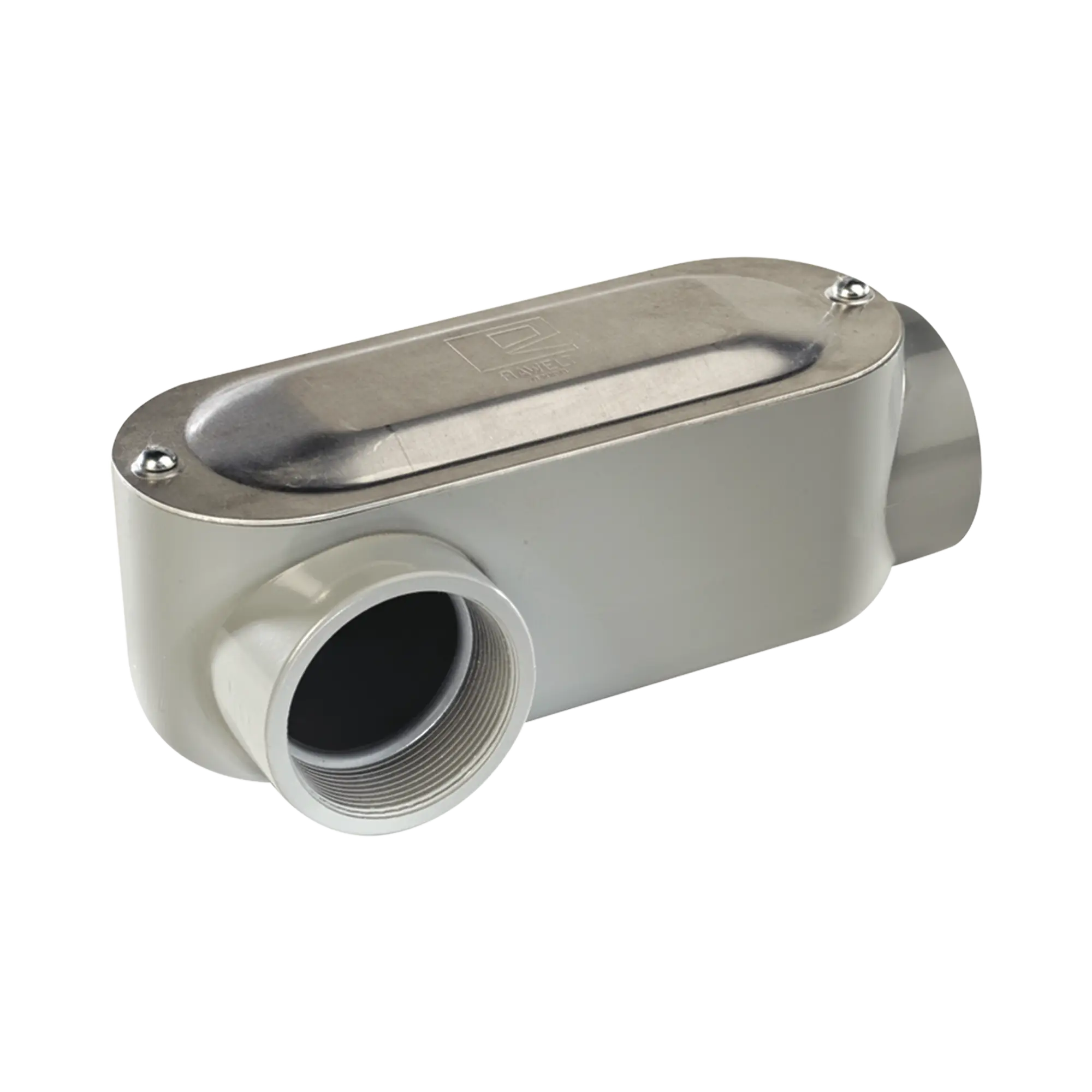 Caja oval roscada tipo LR de 2 1/2″ corta (63.5 mm) Incluye tapa y tornillos.