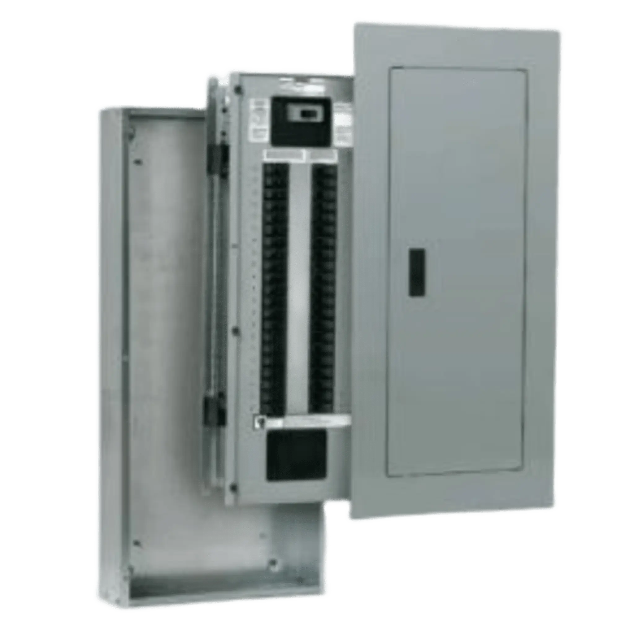 Tablero de alumbrado P1, 18 circuitos, Barras en aluminio 250 AMP, Frente de sobreponer, Sin zapatas principales.