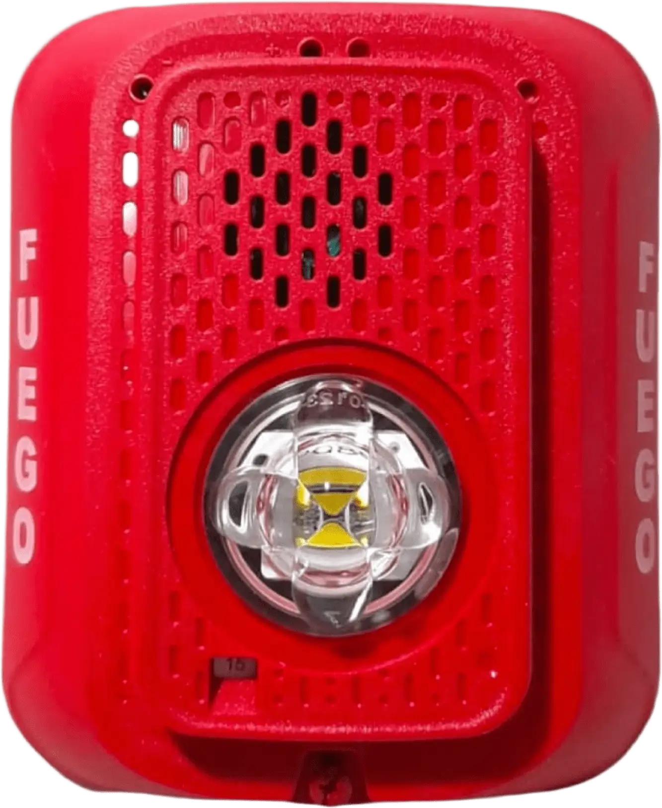 Sirena con Lampara LED Estroboscópica / 2 hilos / Montaje en Pared / Color Rojo / Configuración Estroboscópica Seleccionable