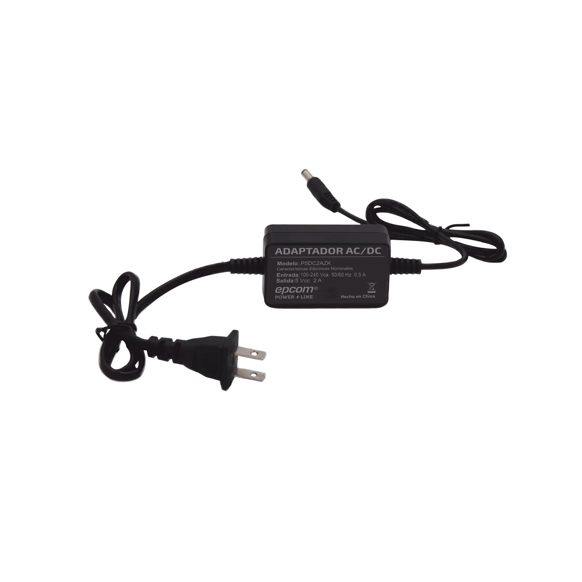 Adaptador 5 Vcc / 2A / UL / Voltaje de Entrada de 100-240 Vca / Para uso, solo en lectores biométricos de 5 Vcc de la marca ZK