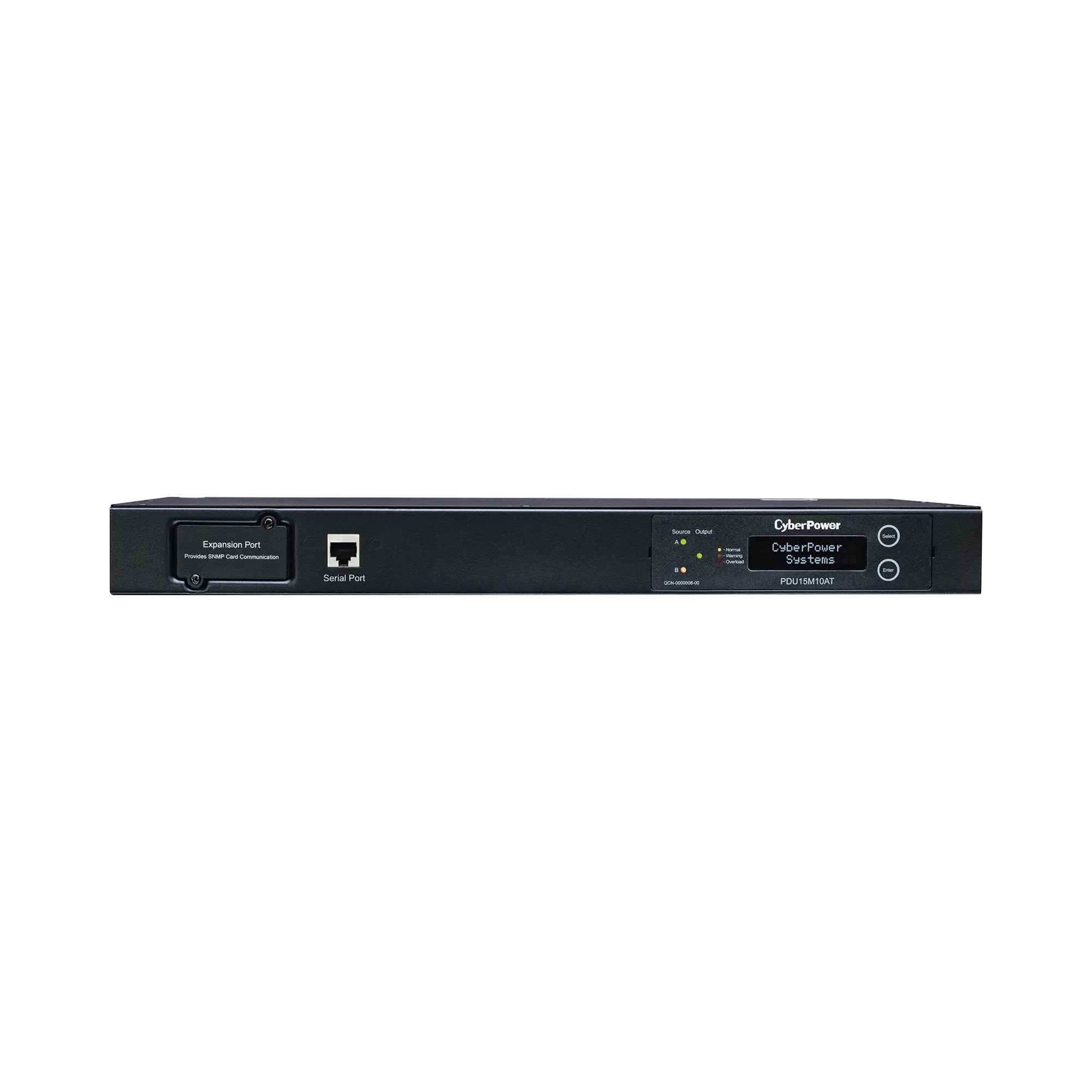 PDU ATS (Fuente Redundante Auto-transferible) Medible, Para Distribución de Energía, 2 Entradas 120 Vca NEMA5-15P, Con 10 Salidas NEMA 5-15R, Horizontal 19in, 1UR