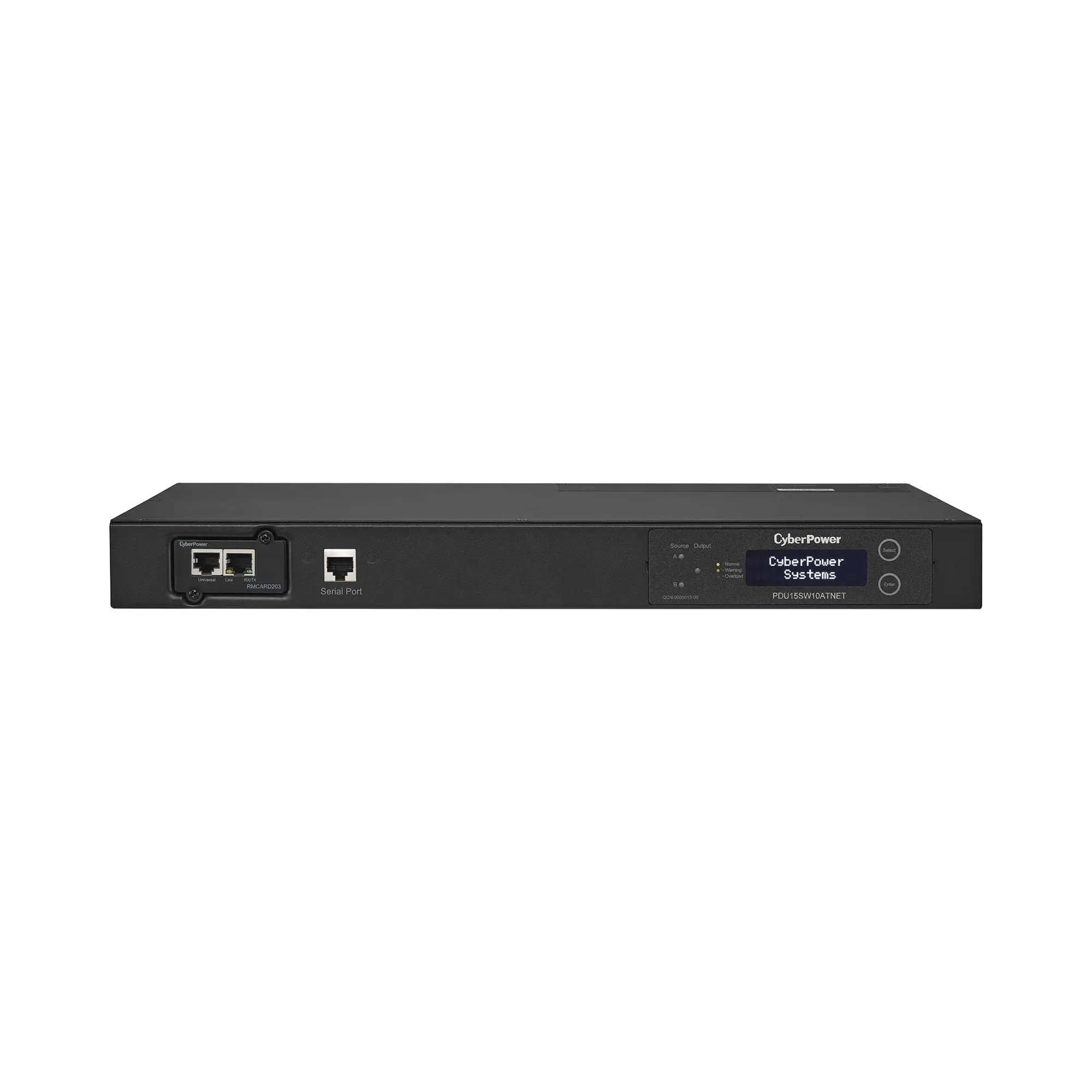 PDU ATS (Fuente Redundante Auto-transferible) Monitoreable, Para Distribución de Energía, 2 Entradas 120 Vca NEMA5-15P, Con 10 Salidas NEMA 5-15R, Horizontal 19in, 1UR