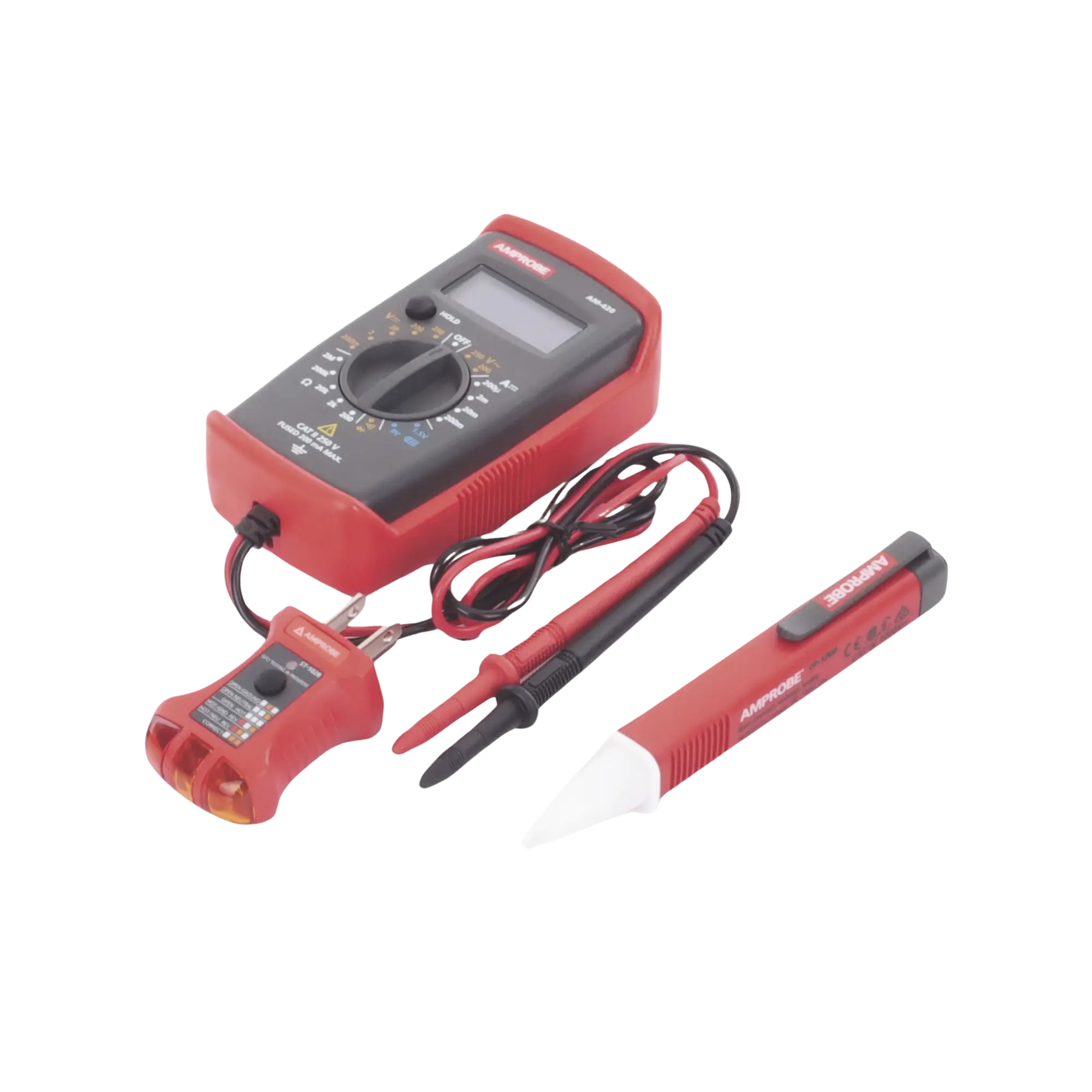 KIT Básico 3 en 1 con MultÃmetro Digital + Detector de Tensión sin Contacto + Comprobador de Fase GFCI