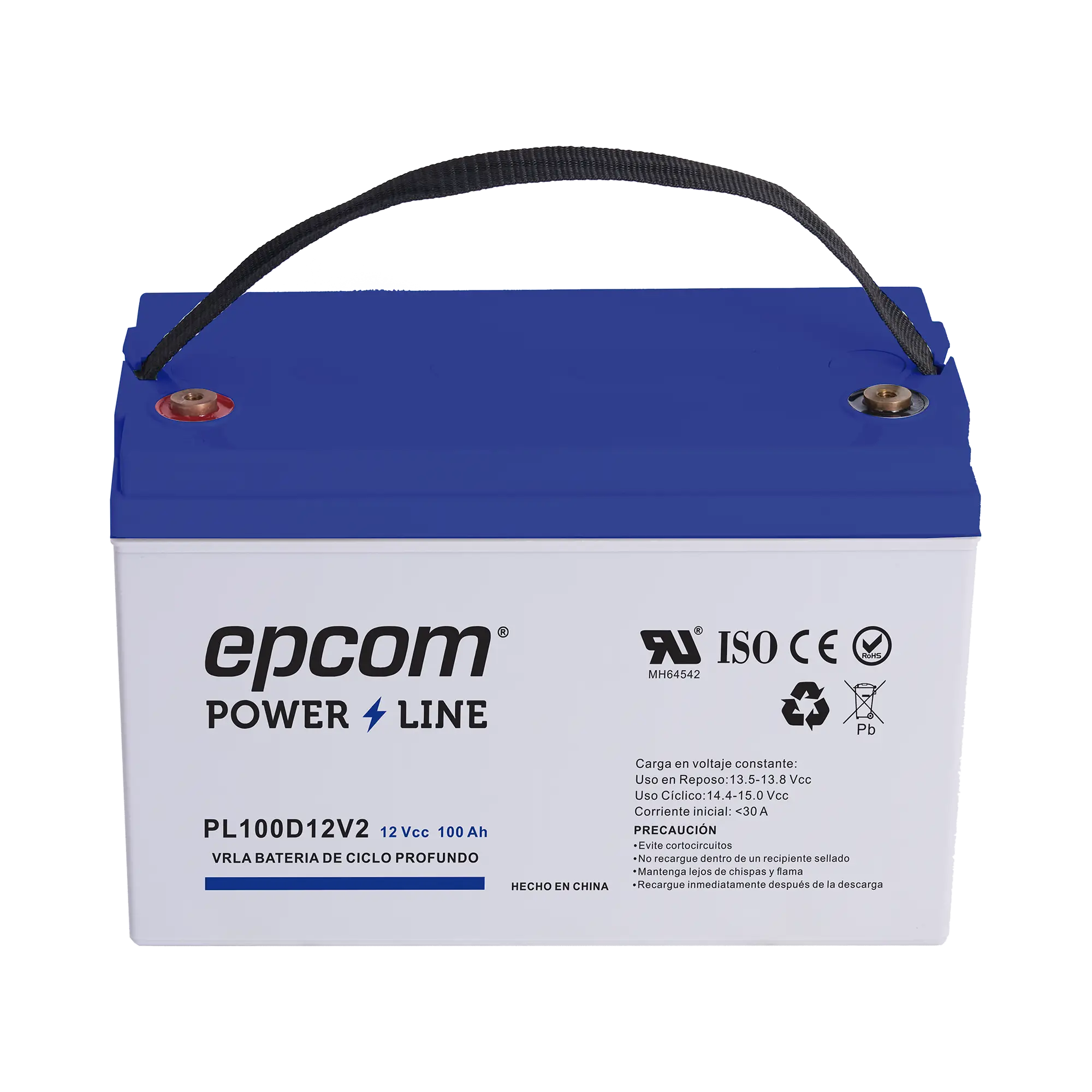 Batería 12 Vcc / 100 Ah / UL / Tecnología AGM-VRLA / CICLO PROFUNDO / Para uso en aplicaciones fotovoltaicas y de emergencia / Terminales T4
