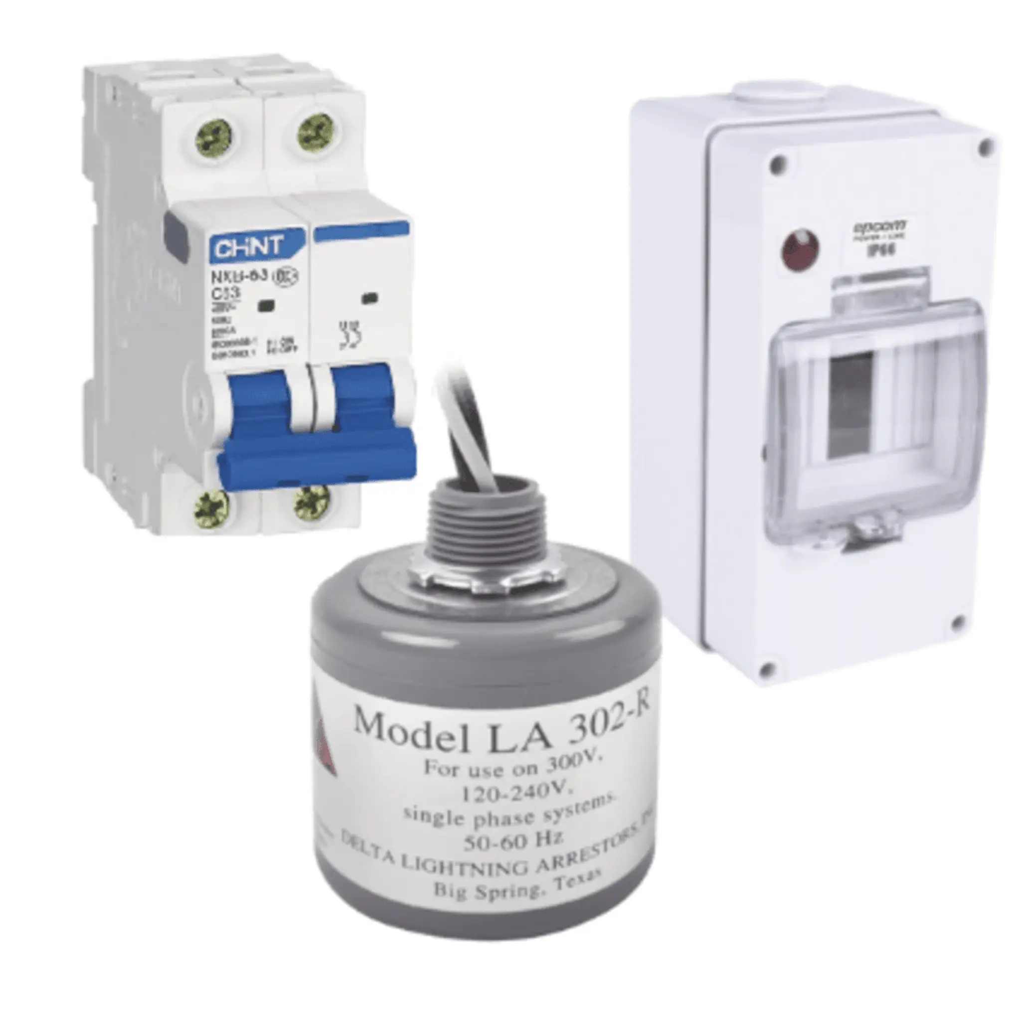 Kit de Centro de Carga Para Corriente Alterna, Breaker de hasta 400 Vca de 20 A con Supresor de Picos Transitorios.