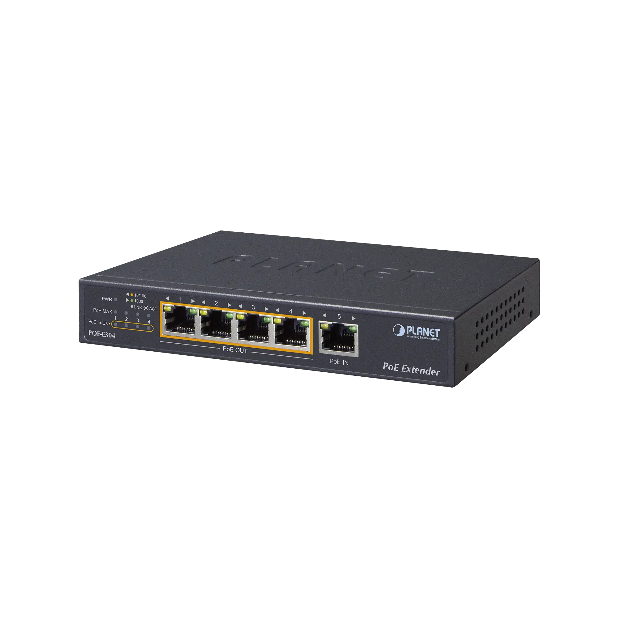 Extensor Ultra PoE de 65 Watts Con 4 Puertos Gigabit de Salida 802.3 af/at