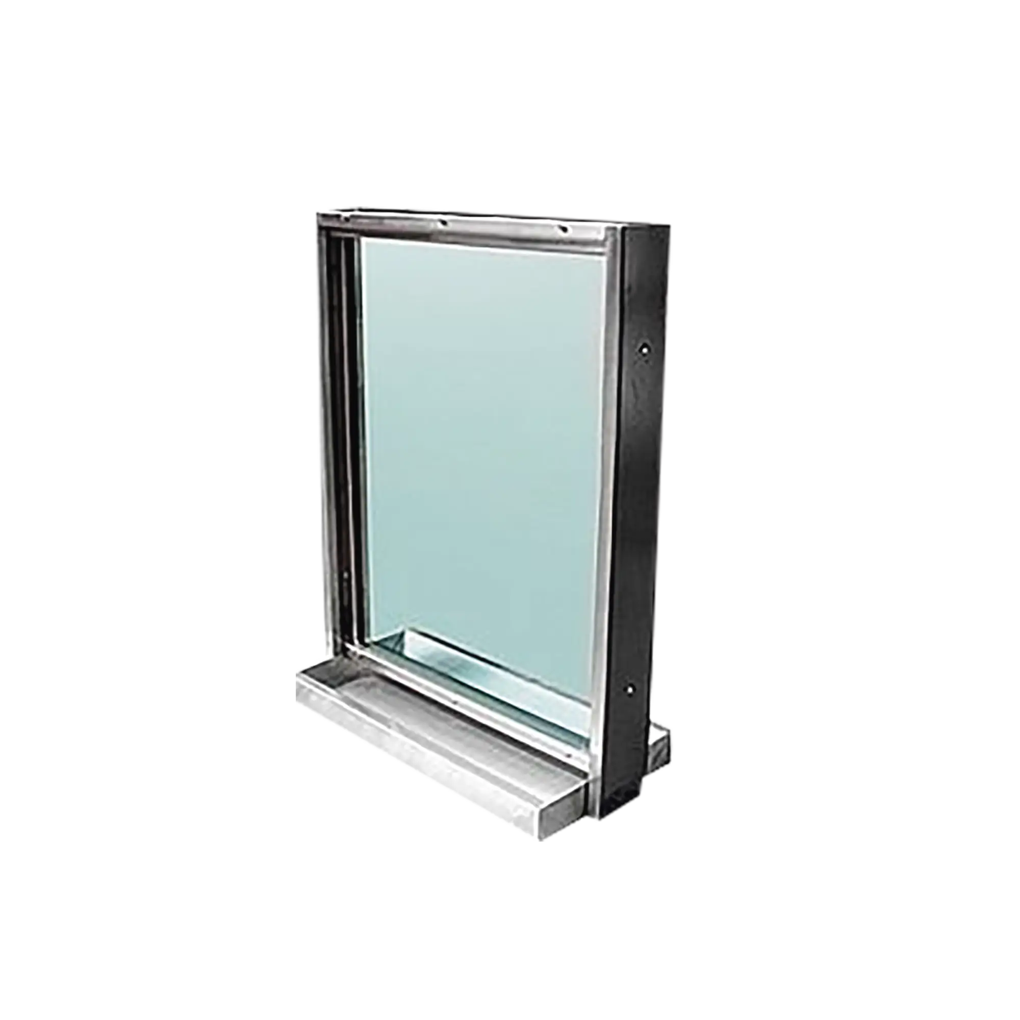 Ventana blindada Nivel III / Acero Inoxidable / 38mm de espesor / Charola pasa documentos / 60cm x 50cm.