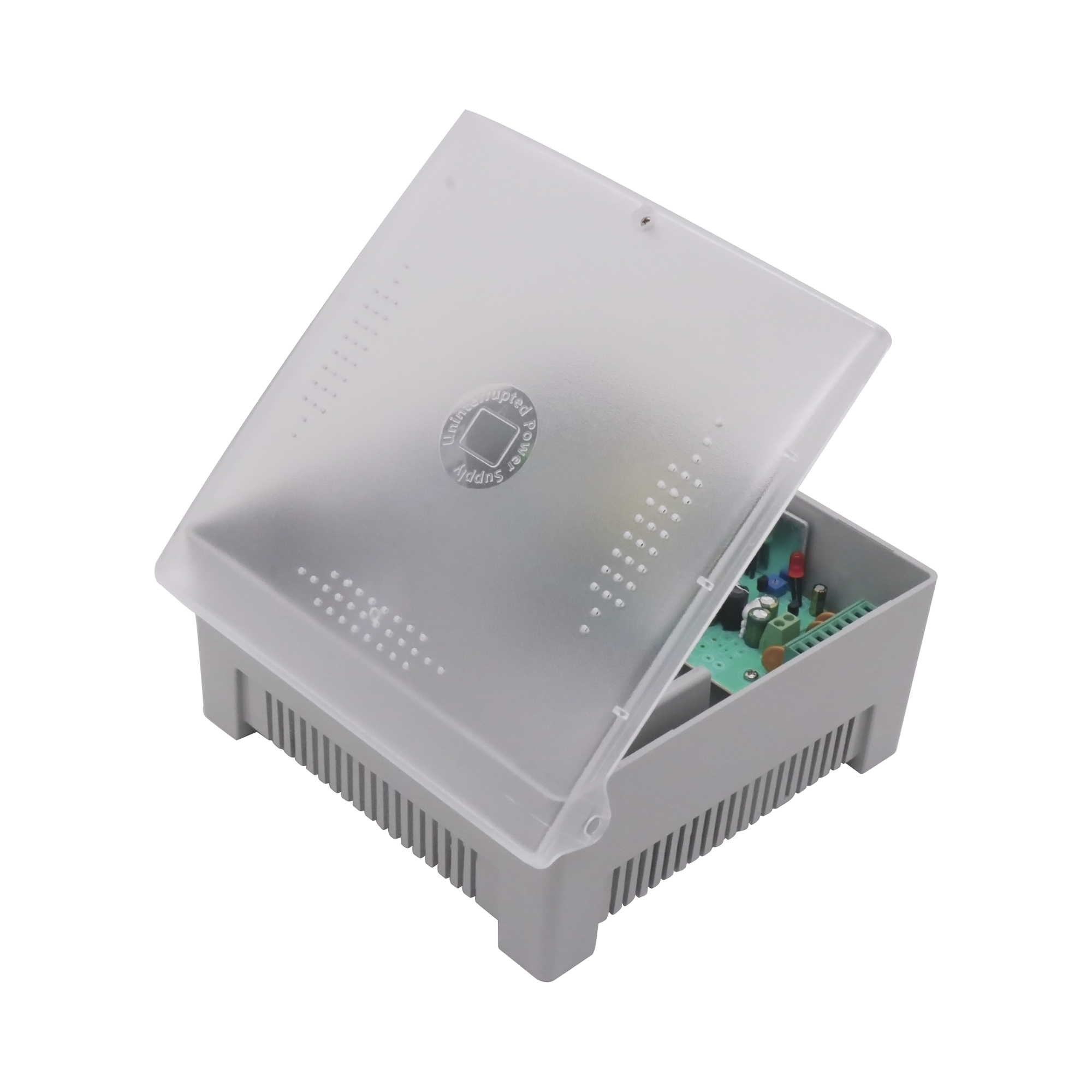 Fuente de Poder con Gabinete de 4 Salidas de 11 – 15 Vcc / 5 Amper /  Voltaje de Entrada: 96 – 264 Vca / Soporta Protección contra Sobrecorriente de Salida, Protección contra Cortocircuito / Led Indicador