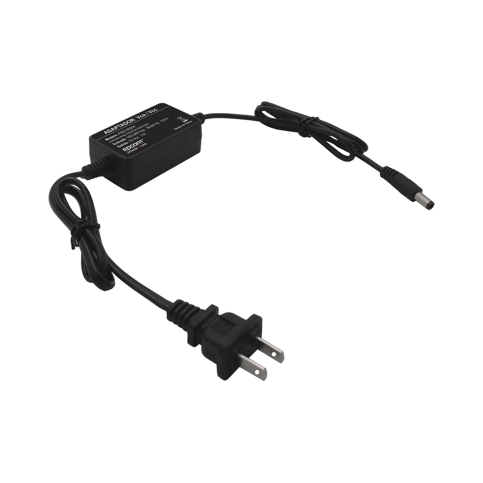 Fuente de Poder 12 Vcc / 2 Amp / Con Terminales de Extensión / Distancias de cable hacia Vca 50 cm / Distancia de cable hacia dispositivo de 50 cm