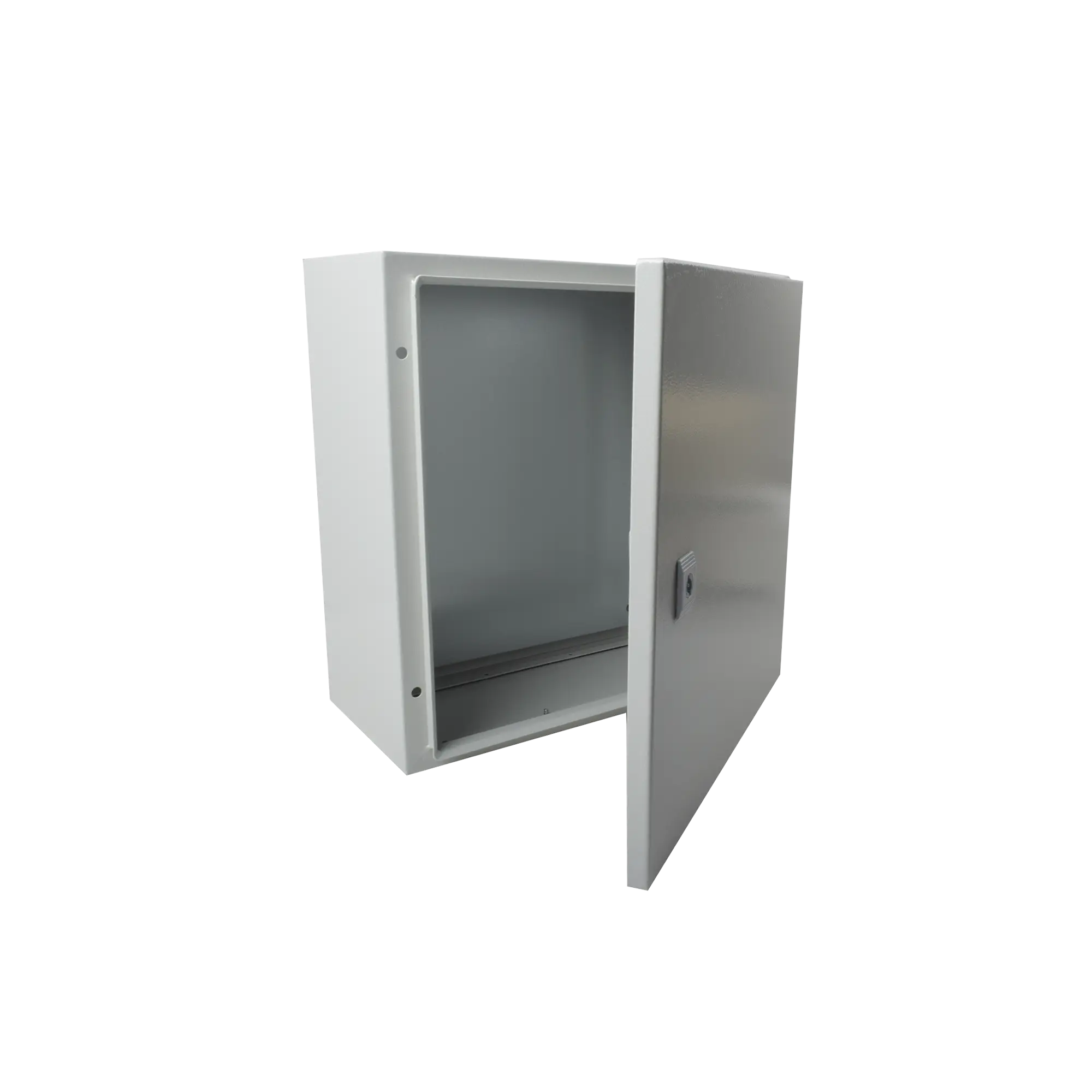Gabinete de Acero IP66 Uso en Intemperie (400 x 400 x 200 mm) con Placa Trasera Interior de Metal y Compuerta Inferior Atornillable (Incluye Chapa y Llave T).