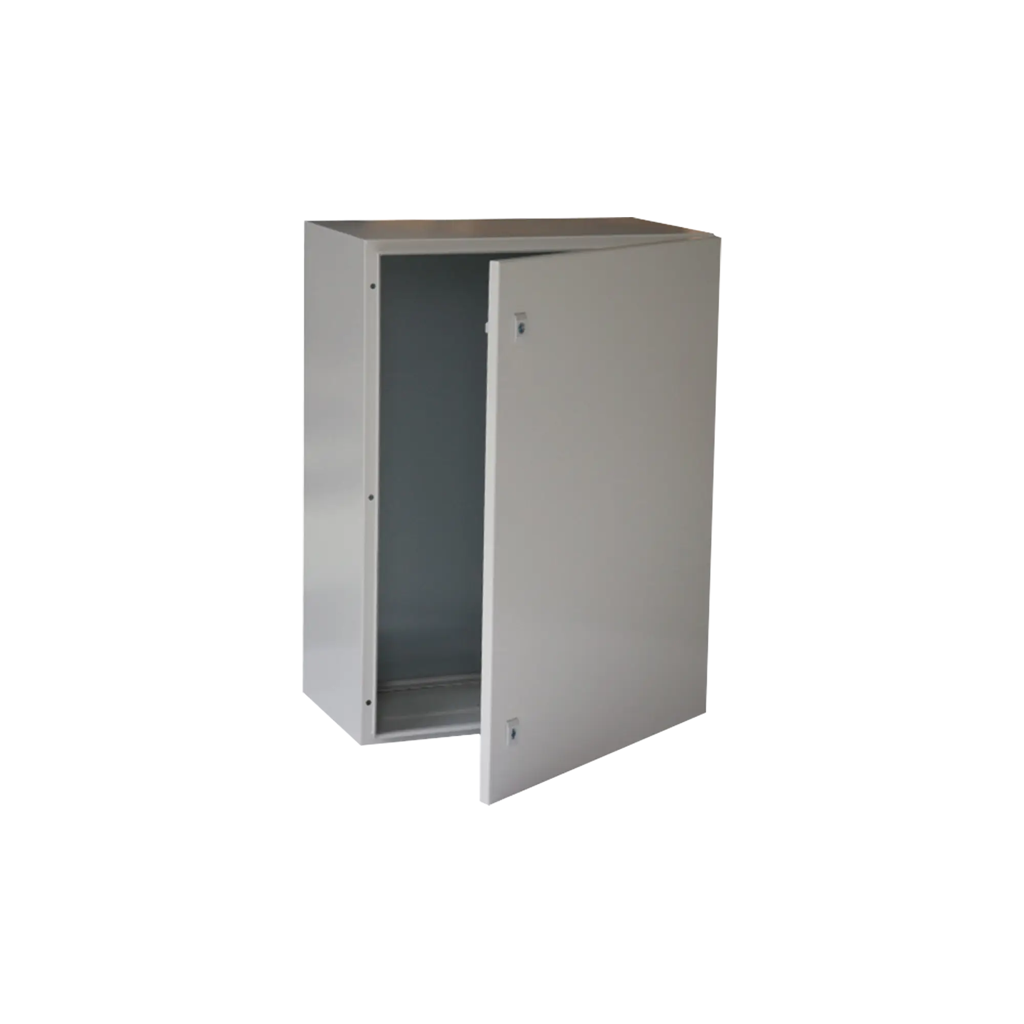 Gabinete de Acero IP66 Uso en Intemperie (400 x 600 x 250 mm) con Placa Trasera Interior Metálica y Compuerta Inferior Atornillable (Incluye Chapa y Llave T).