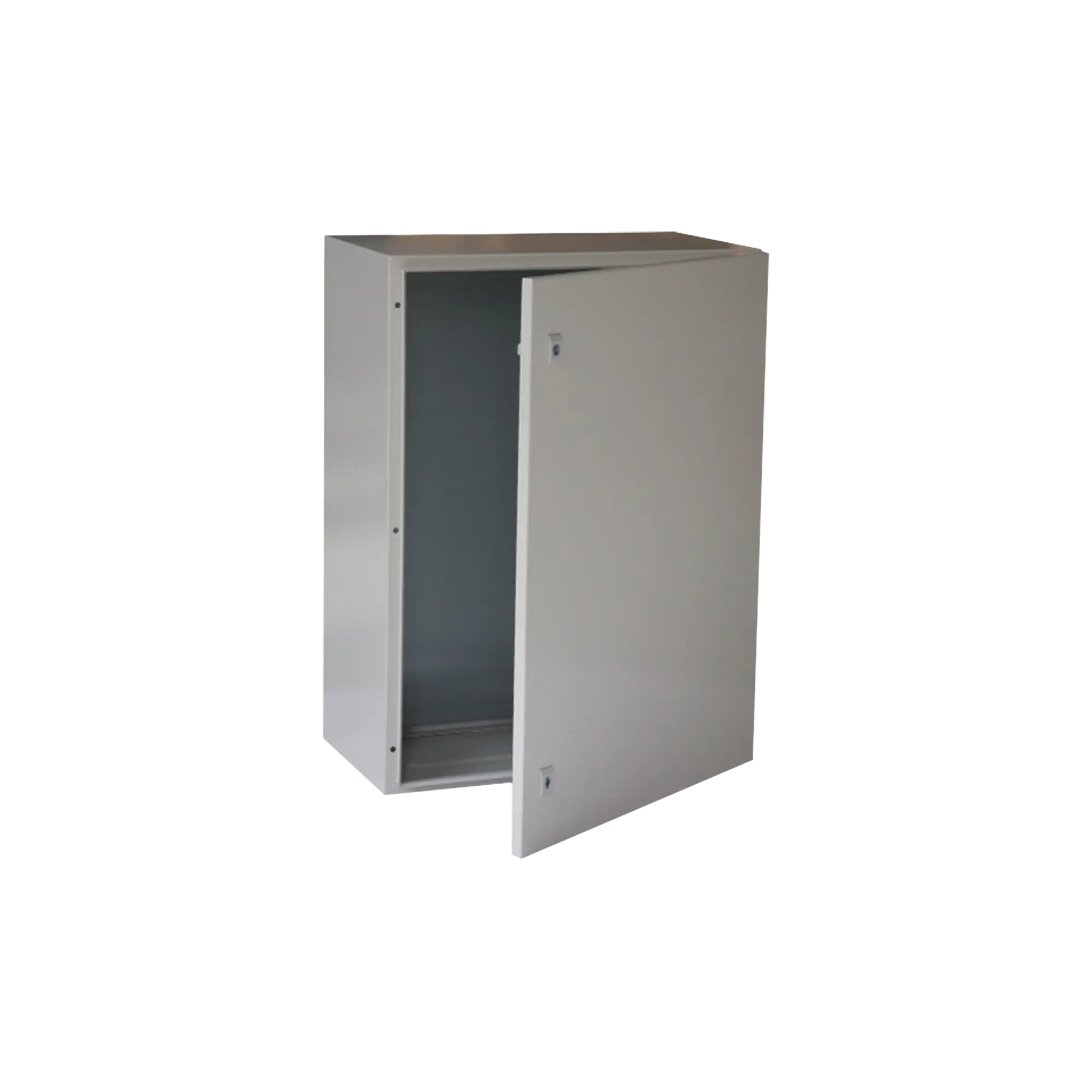 Gabinete de Acero IP66 Uso en Intemperie (600 x 800 x 300 mm) con Placa Trasera Interior Metálica y Compuerta Inferior Atornillable (Incluye Chapa y Llave T).