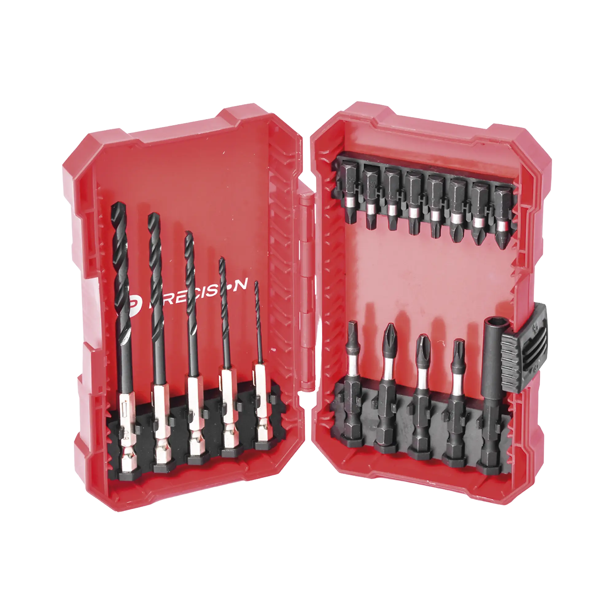Juego de 18 Puntas y Brocas para Taladro, con Entrada Hexagonal de 1/4″, Incluye Estuche.