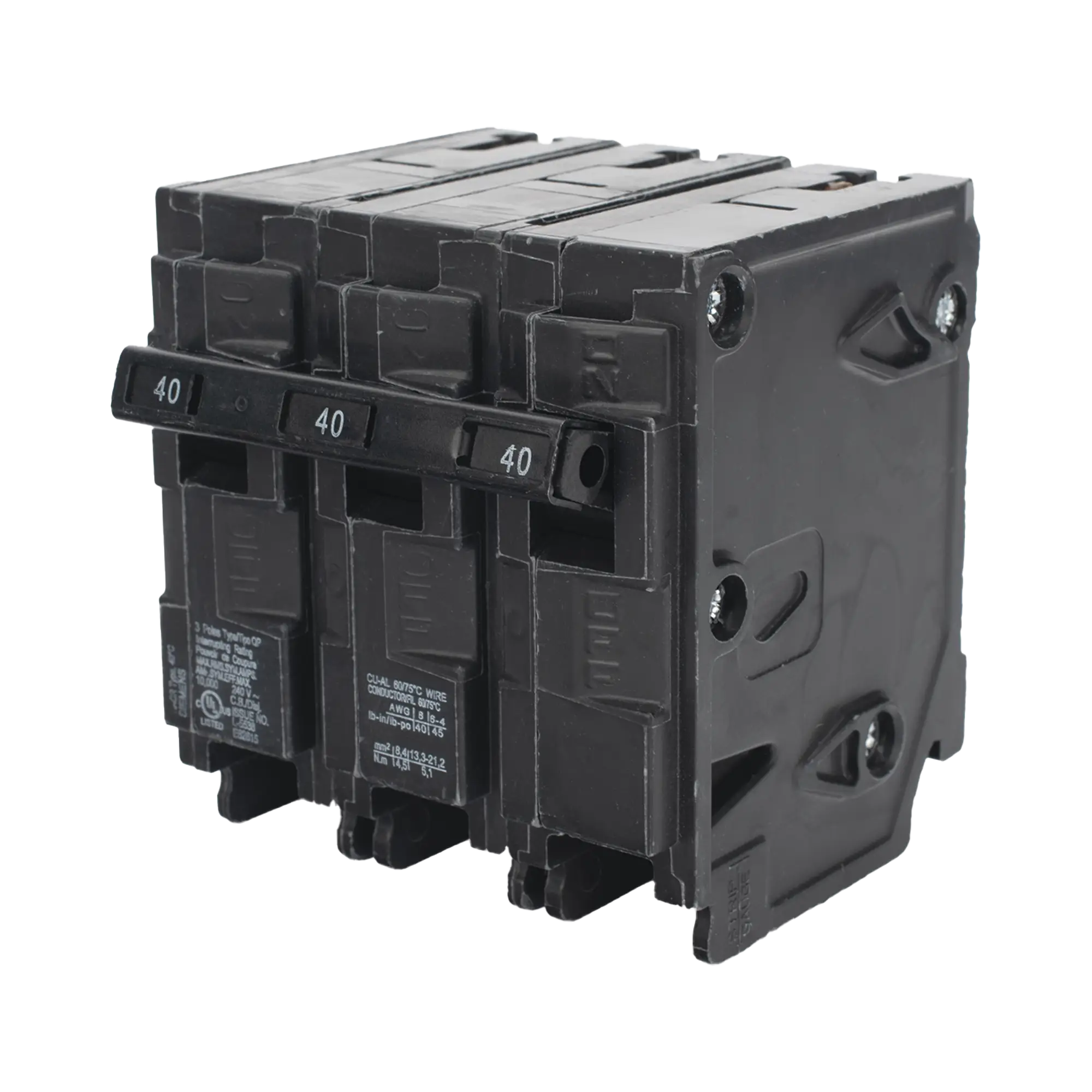 Interruptor automático enchufable tipo QP 3 polos, 40 amp