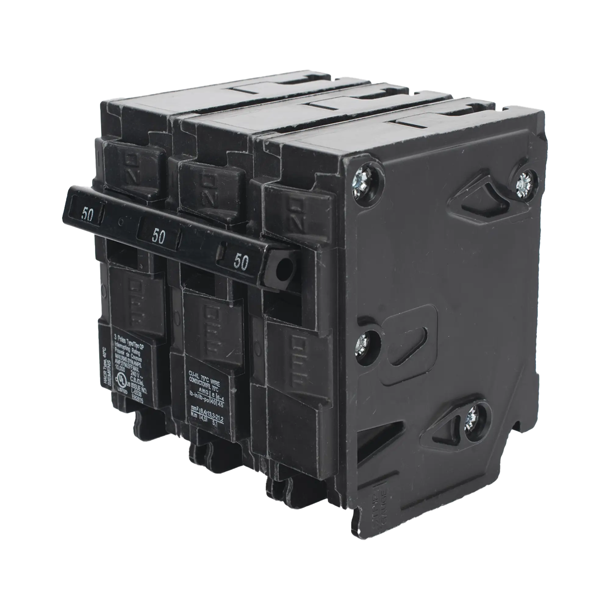 Interruptor automático enchufable tipo QP 3 polos, 50 amp