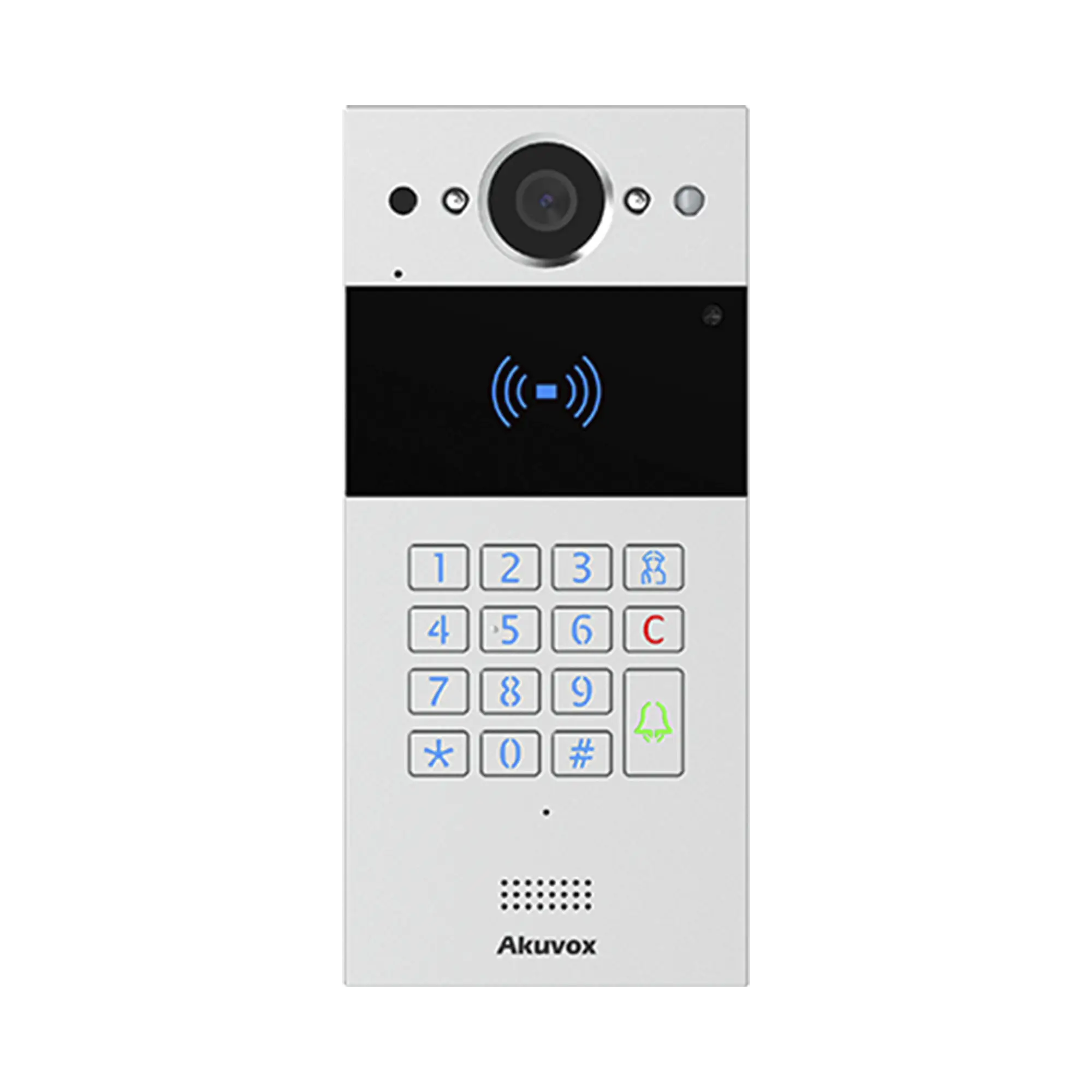 Videoportero SIP / Teclado y Lector de Tarjeta / Notificación App / Notificación Llamada Telefónica / Configuración en la Nube / POE / IP65 / Cámara de 2 MP / NFC / PIN Temporal para Visitas / Control de 2 Puertas