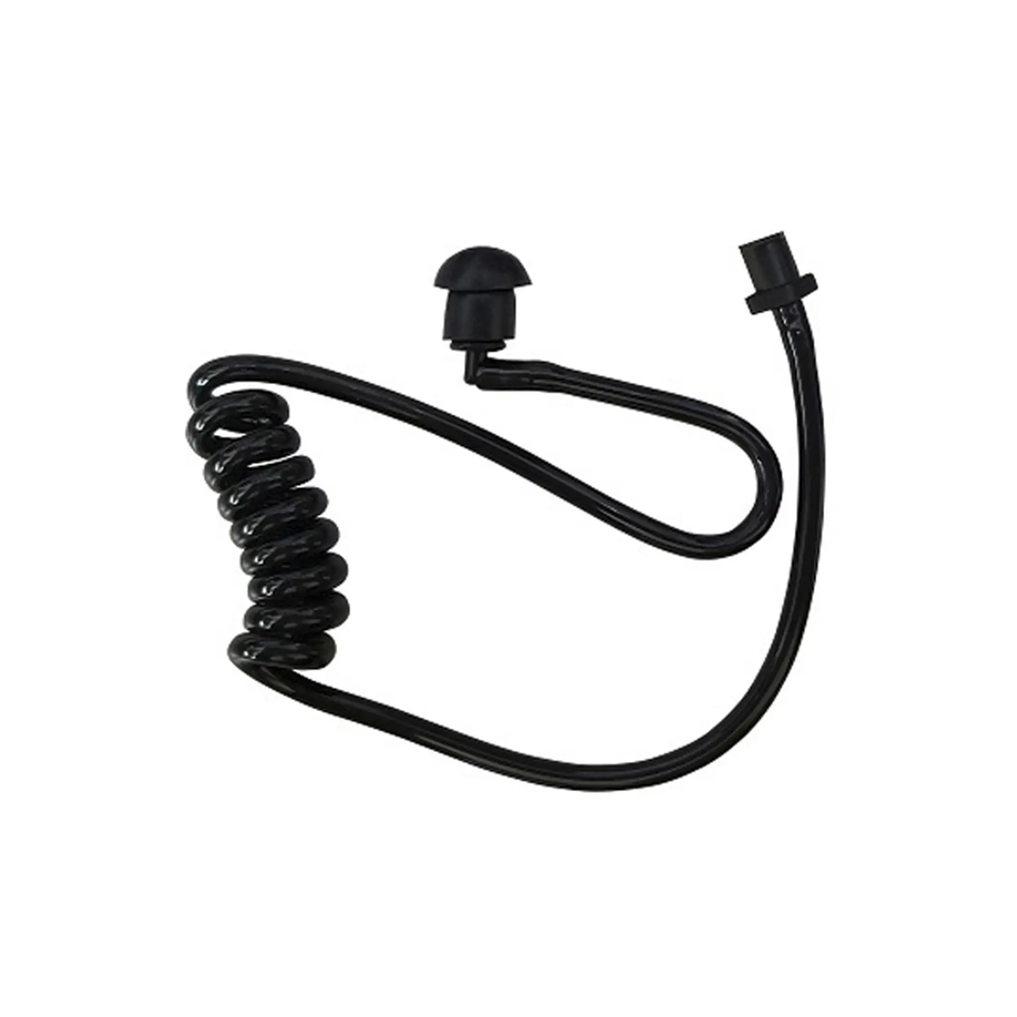 Tubo acústico con conector giratorio, codo y auricular en color negro p/microf.