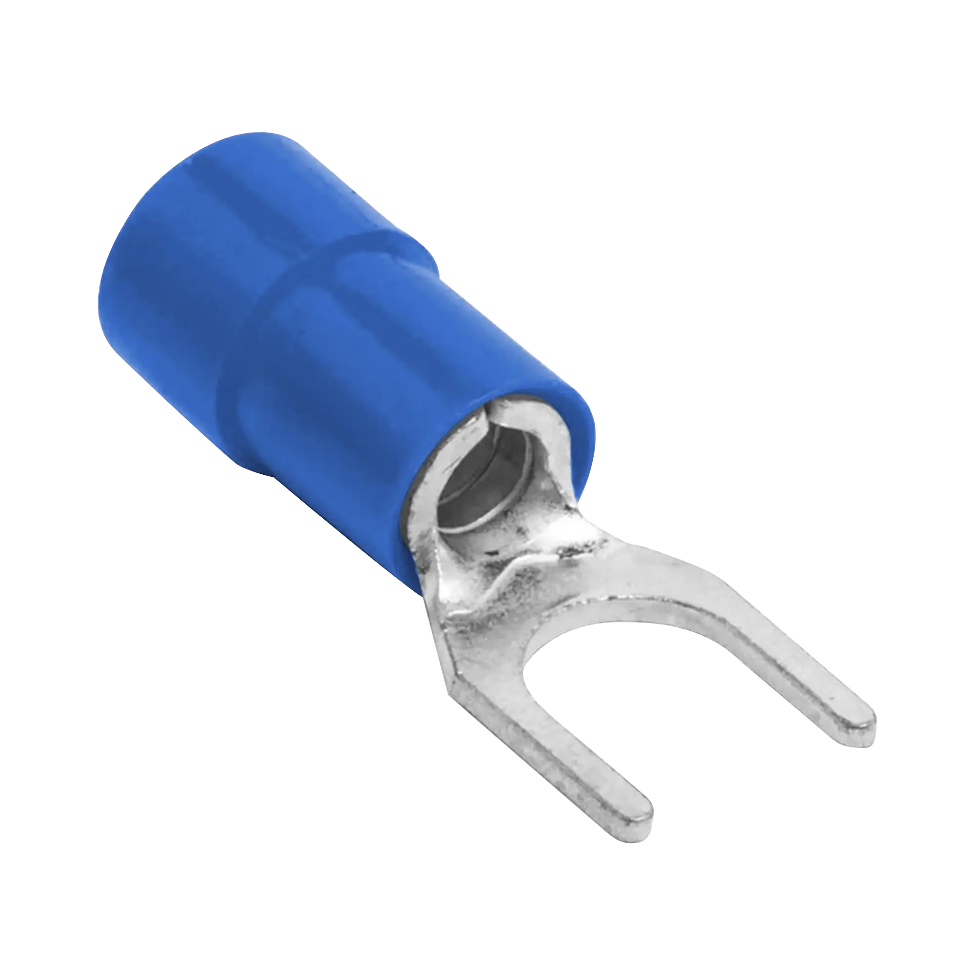 Terminal tipo horquilla ( espada ) aislada / 18 – 14 AWG / Azúl / Paquete de 25 piezas.