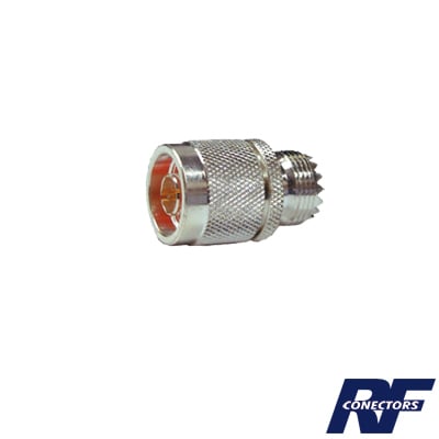 Adaptador en L铆nea, de Conector N Macho a UHF Hembra (SO-239), Plata/ Oro/ Tefl贸n.