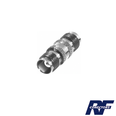 Adaptador Barril en Línea de Conector TNC Hembra a TNC Hembra, Níquel/ Oro/ Teflón.