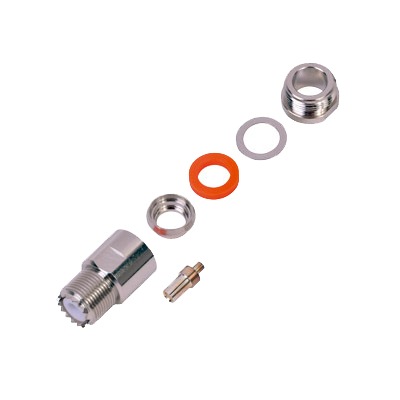 Conector UHF Hembra (SO-239) para Cables RG-8/U (8237), RG-213/U (8267), RG-214 (8268), Niquel/ Plata/  Teflón.