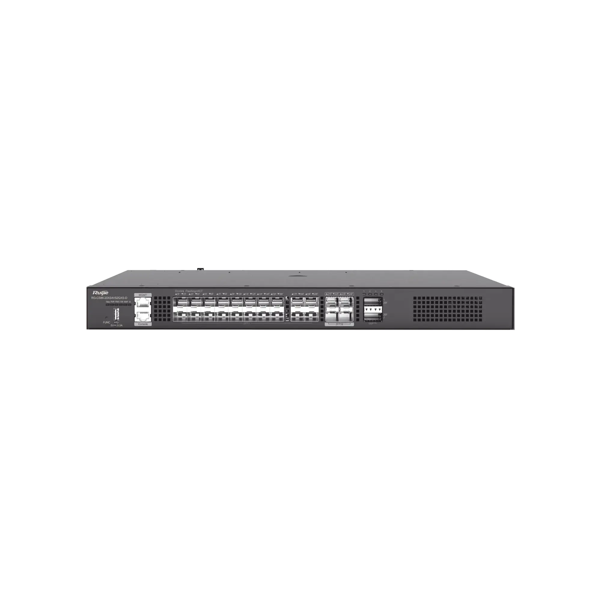 Switch Core Distribuidor para Fibra con 20 Puertos SFP+ (10G), 4 Puertos SFP28 (25G) y 2 Puertos QSFP+ (40G)