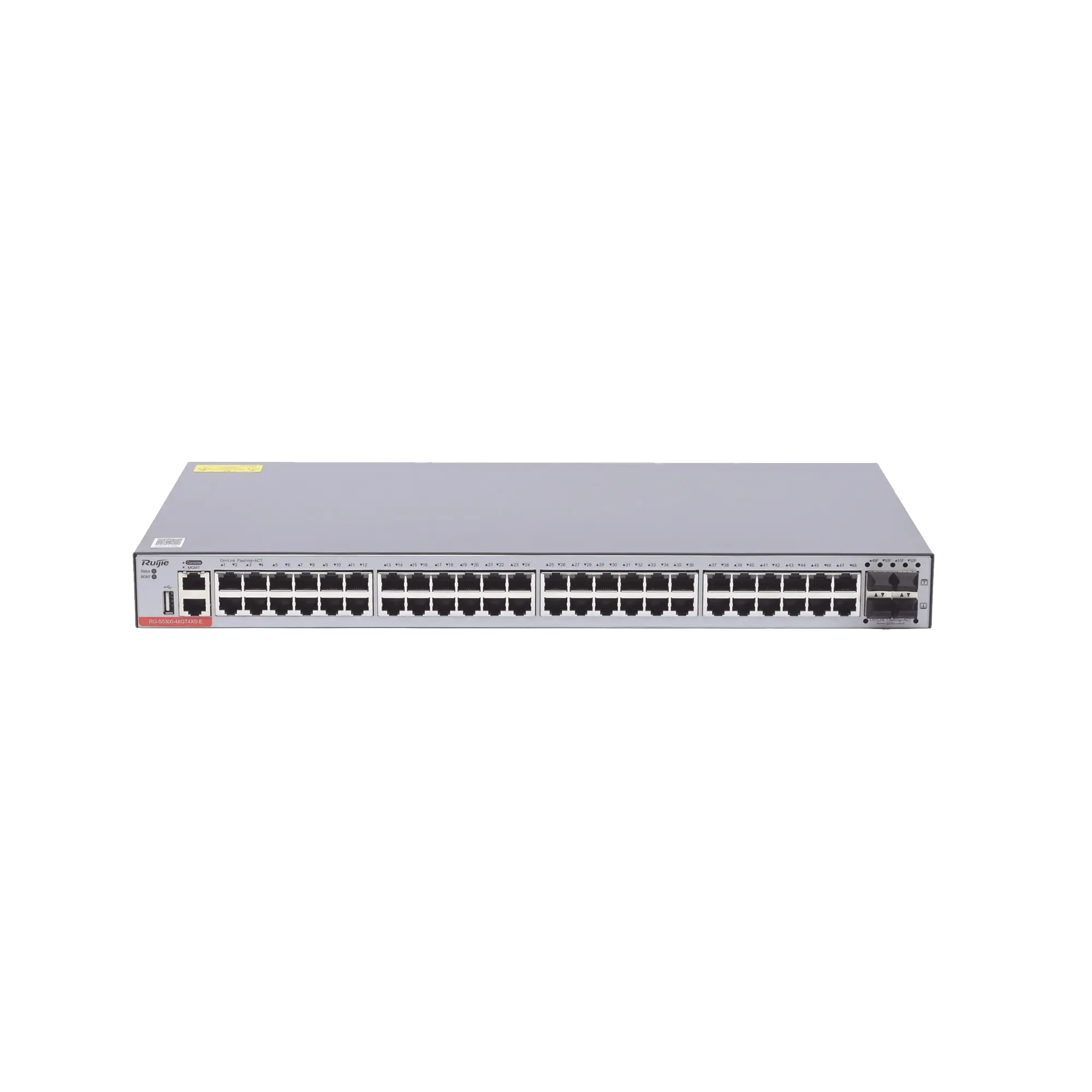 Switch Administrable Capa 3 con 48 puertos Gigabit + 4 SFP+ para fibra 10Gb, gestión gratuita desde la nube.