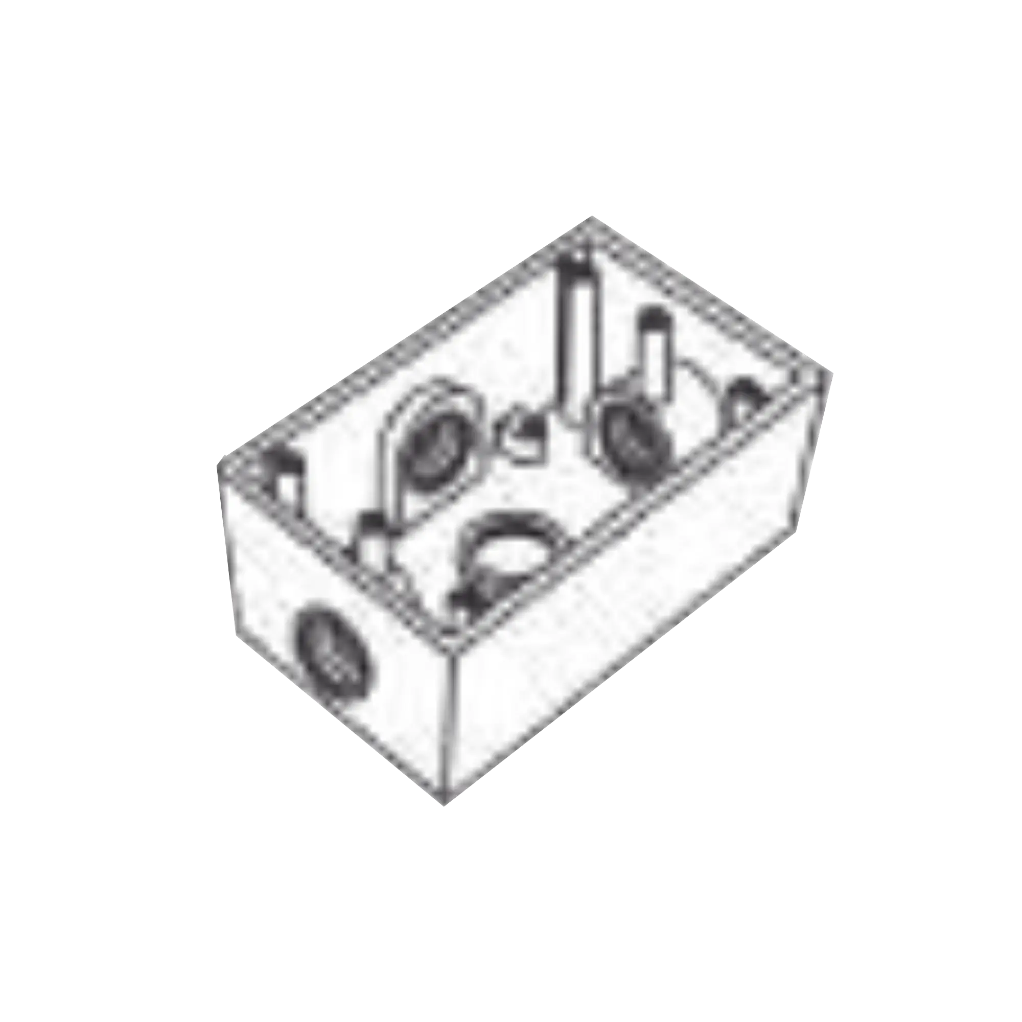 Caja Condulet FS de 1" (25.4 mm) con cuatro bocas a prueba de intemperie.