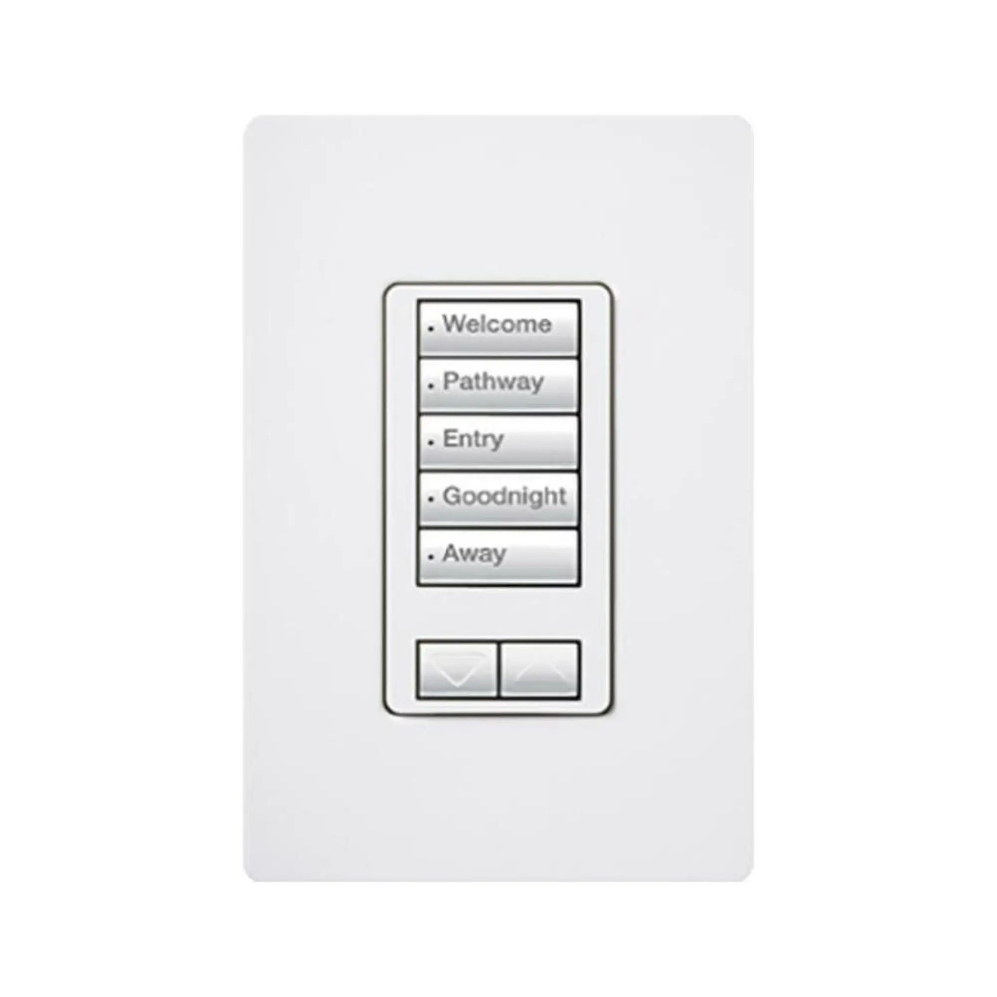 (RadioRA2) Teclado seetouch 5 botones, 2 botones subir/bajar, programe escenas diferentes en cada botón.
