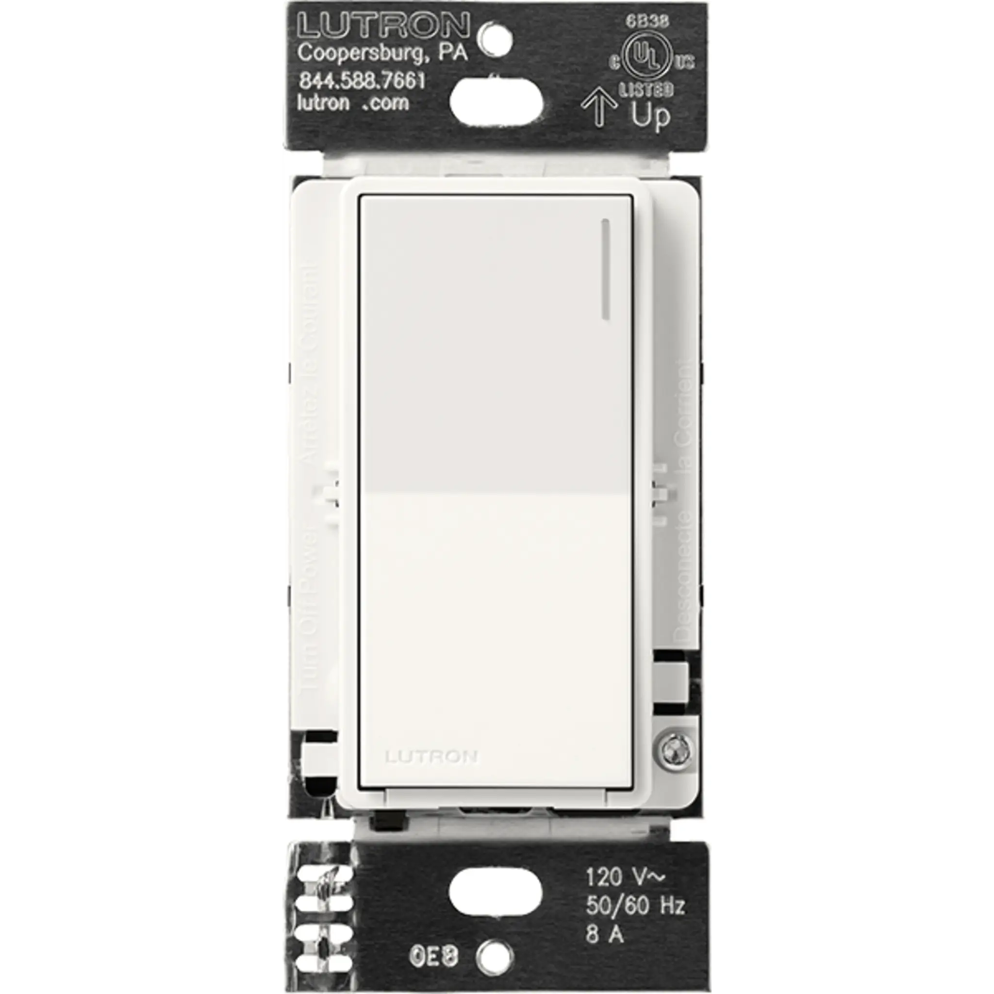 (RadioRa3) Apagador Sunnata color blanco para linea Radio Ra3, 8A de iluminacion, 5.8A Motor