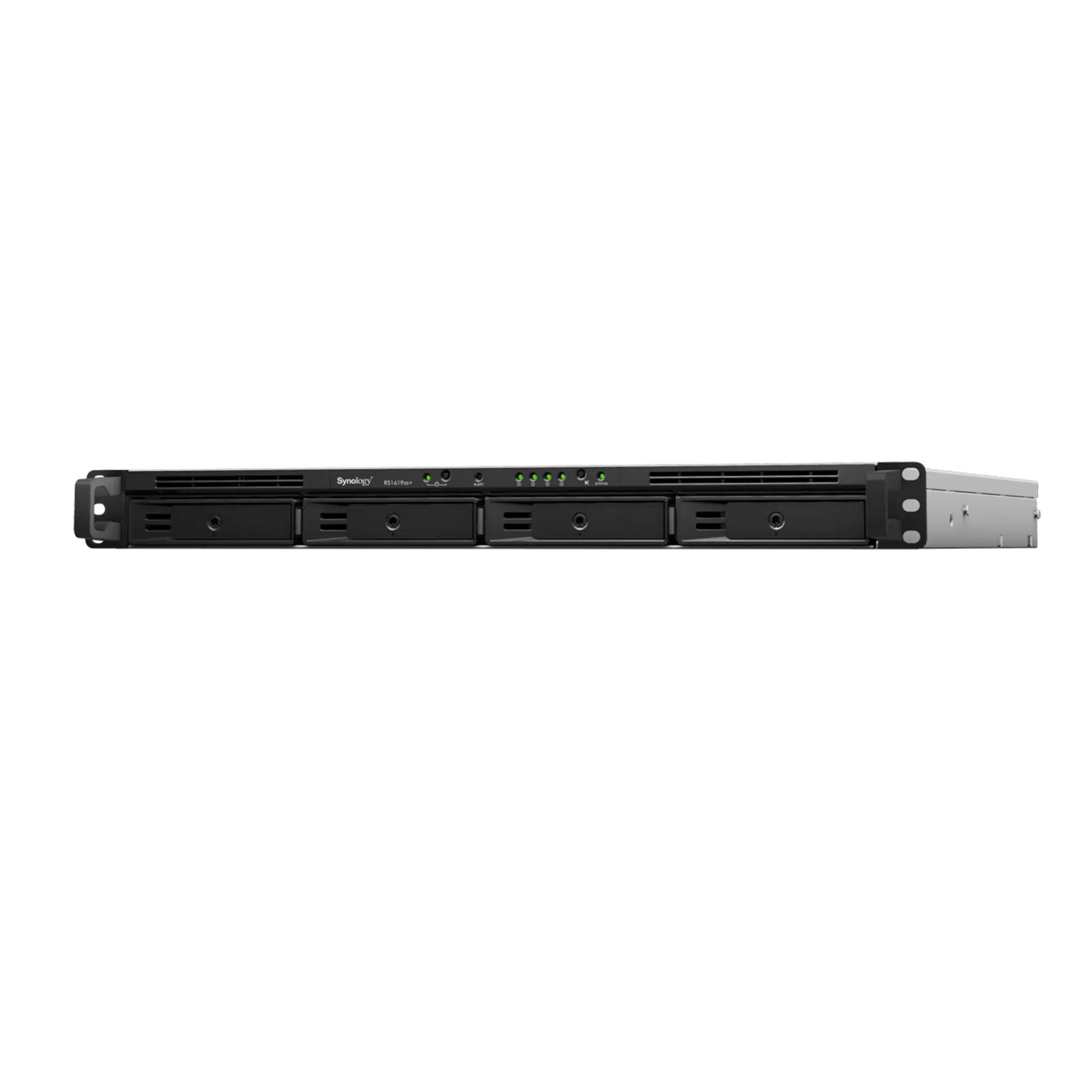 NAS RackStation RS1619xs+ | 4 Bahías | CPU Intel Xeon D-1527 Quad-Core | 8 GB DDR4 ECC (Ampliable a 64 GB) | 2 Ranuras M.2 NVMe/SATA | 4 Puertos LAN 1GbE | Soporte 10GbE Opcional | Escalable hasta 16 Bahías.