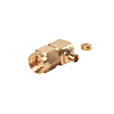 Conector SMA Macho en A/R para cable Semi-Rígido de 0.085″ de Diámetro , Oro/ Oro/ Teflón..