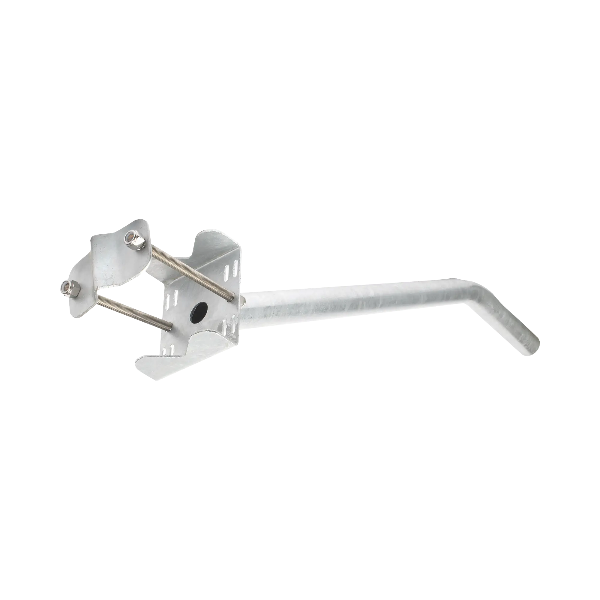 Brazo Galvanizado para Luminaria de 2″ Diámetro con Abrazadera para Poste hasta 6″ Diámetro.