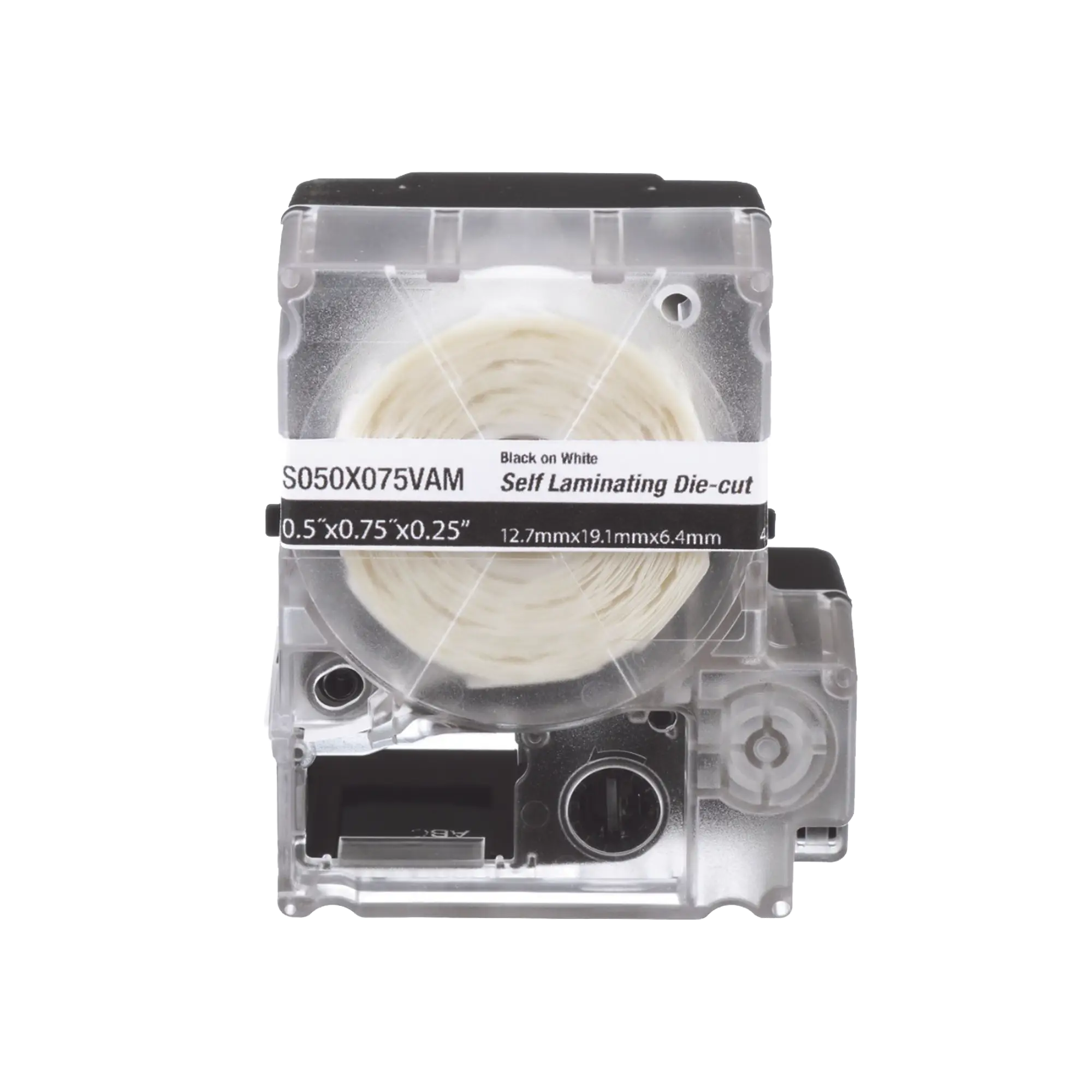 Casete de 200 Etiquetas Autolaminadas de 12.7 x 31.8 mm, para Cables de 3.1 a 7 mm de Diámetro, Área de Impresión Color Blanco