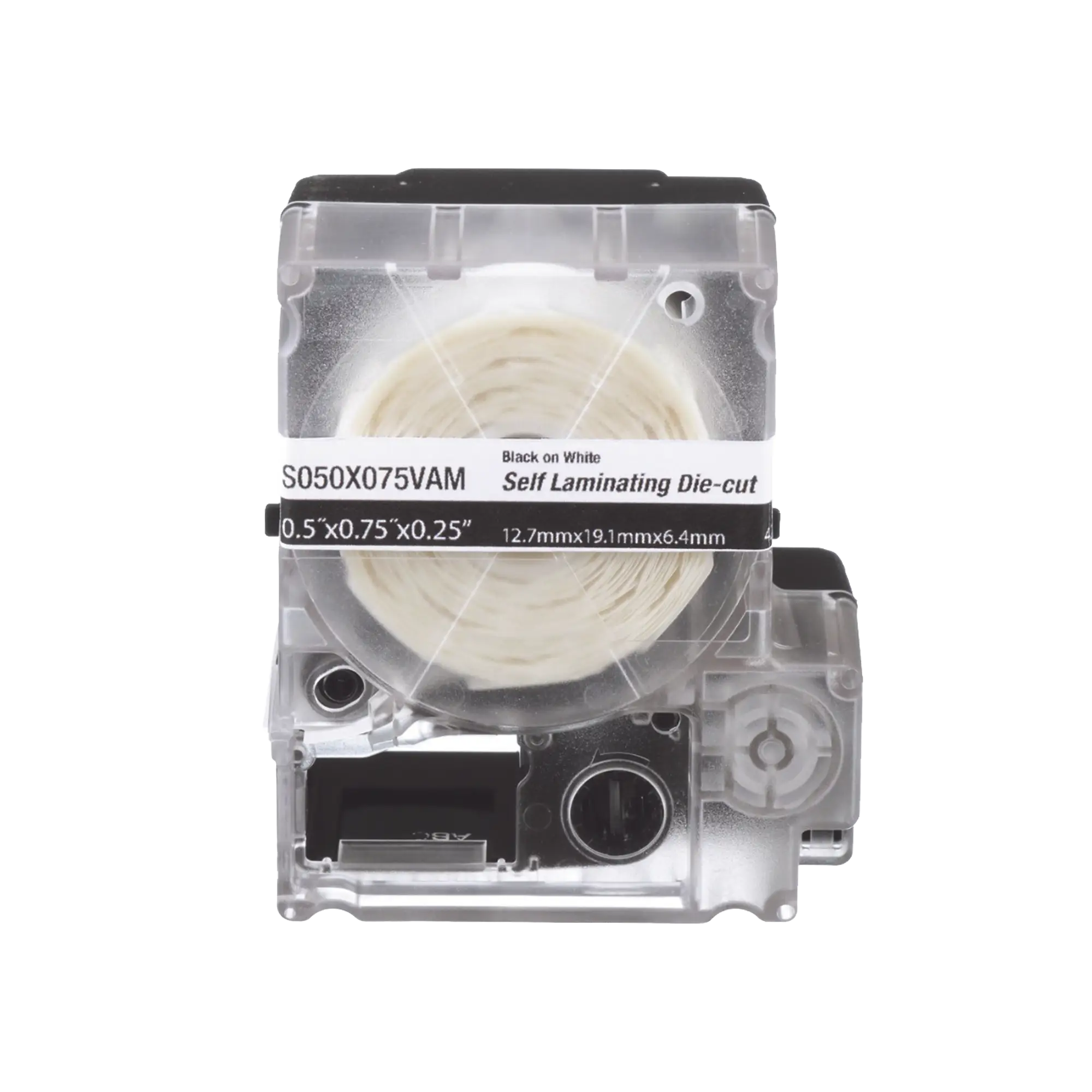 Casete de 200 Etiquetas Autolaminadas de 25.4 x 38.1 mm, para Cables de 3.1 a 7 mm de Diámetro, Área de Impresión Color Blanco