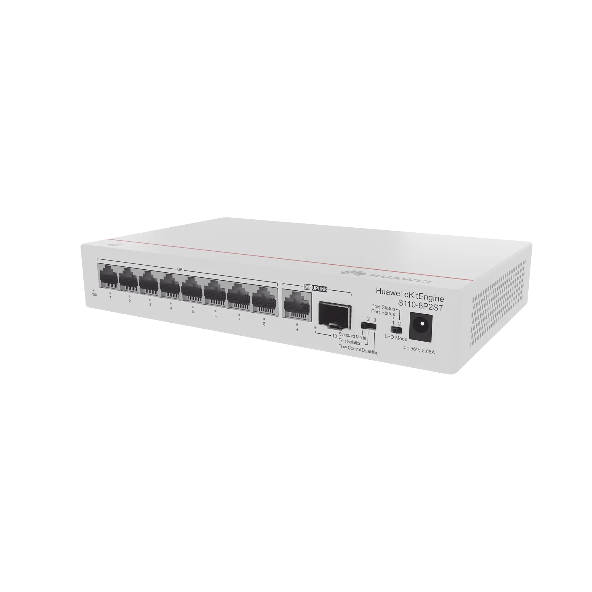 Switch Gigabit No Administrable PoE / 8 puertos 10/100/1000 Mbps (PoE) / 2 Puertos SFP Uplink / 124W