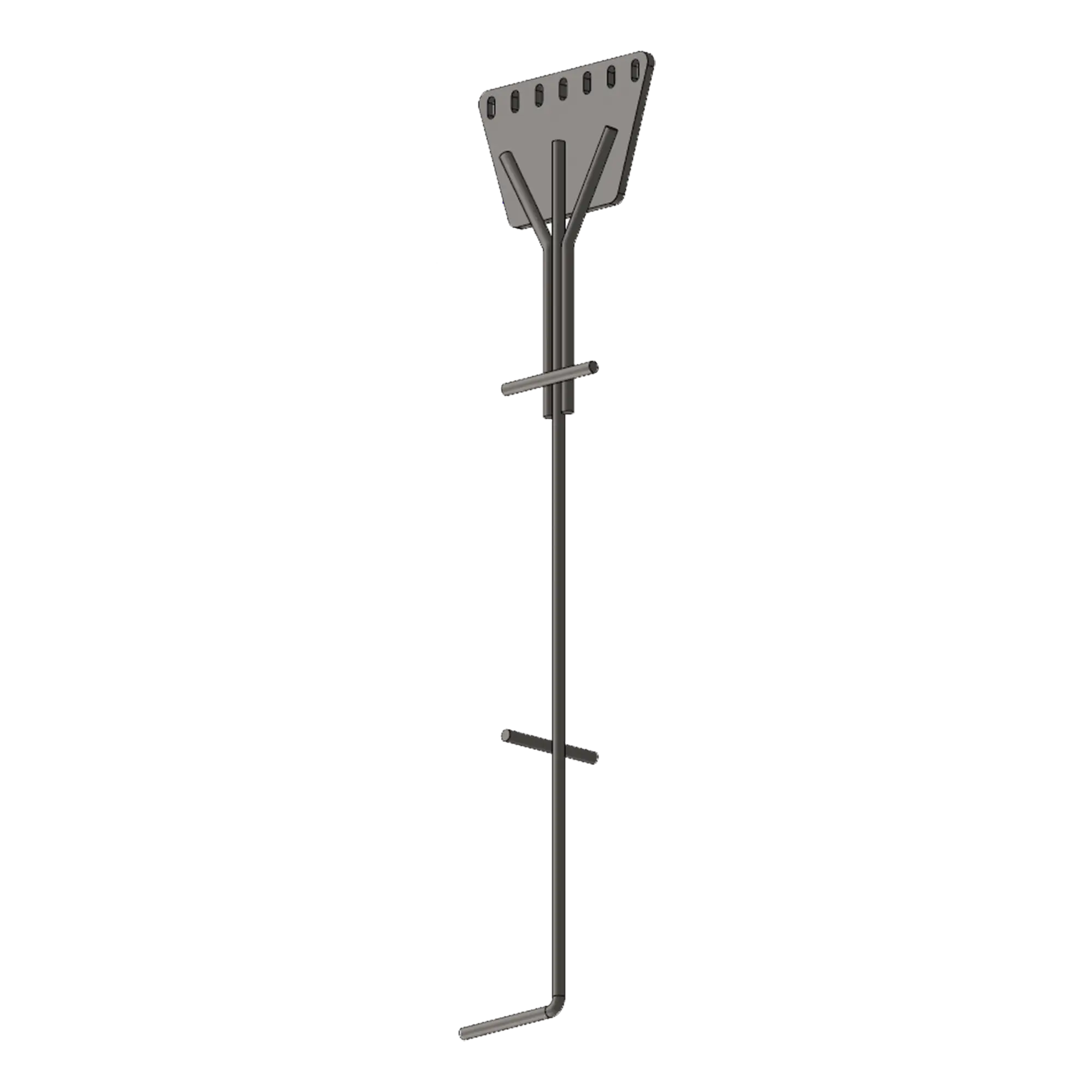 Ancla de Piso Tipo Paleta 7 Orificios para Retenida. Placa: 3/4″, Redondo: 1″, Altura: 210 cm. Galv. Inmersión.