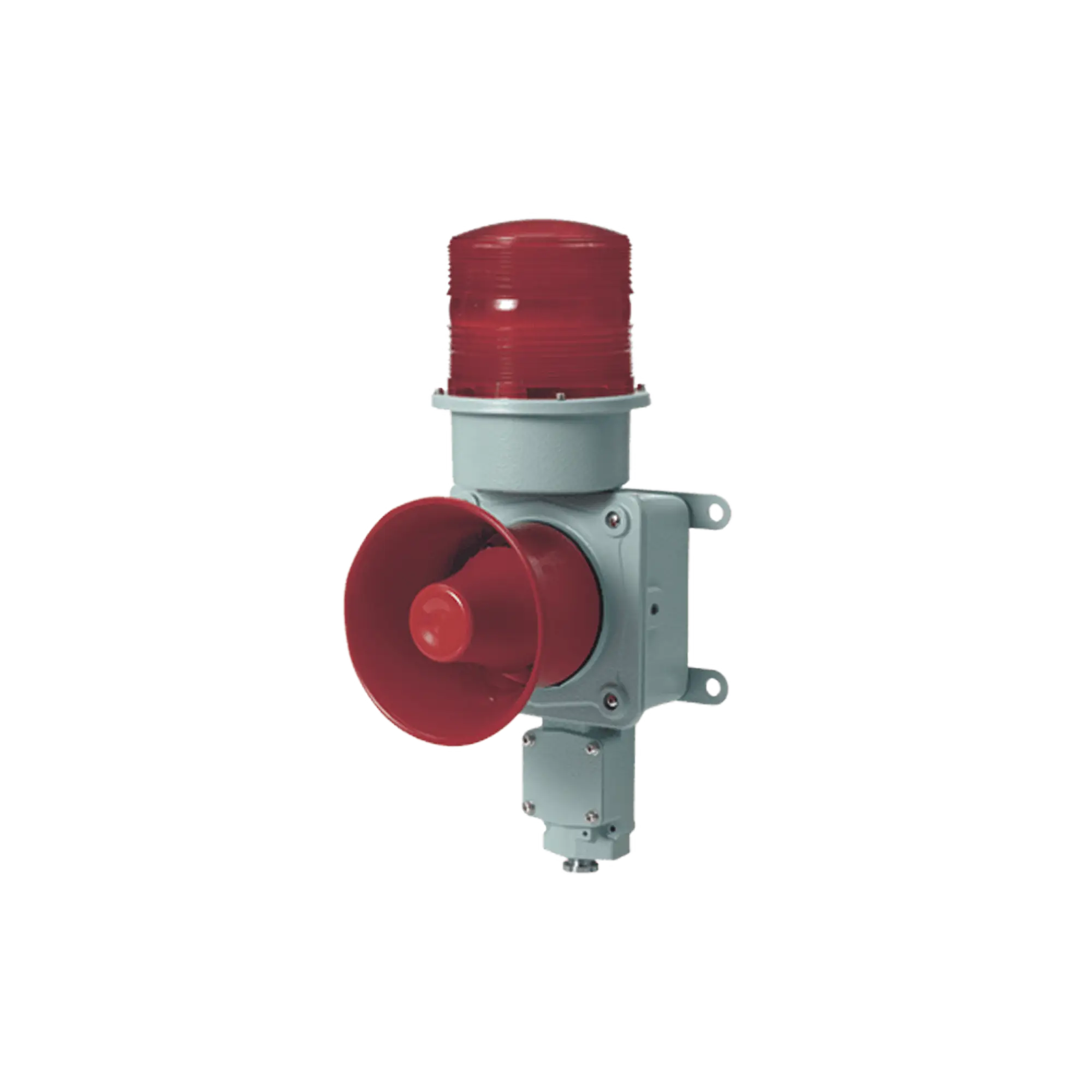 Combinación de baliza LED color roja con sirena electrónica para aplicaciones de la industria pesada  máx.114 dB a 220 VCA