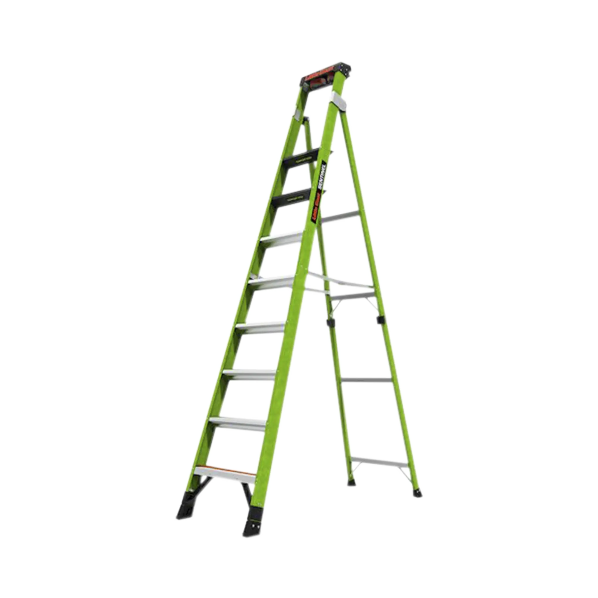 Escalera de 3.05 m Capacidad máxima de 170 Kg, inclinada, de fibra de vidrio con almohadilla de pared giratoria.