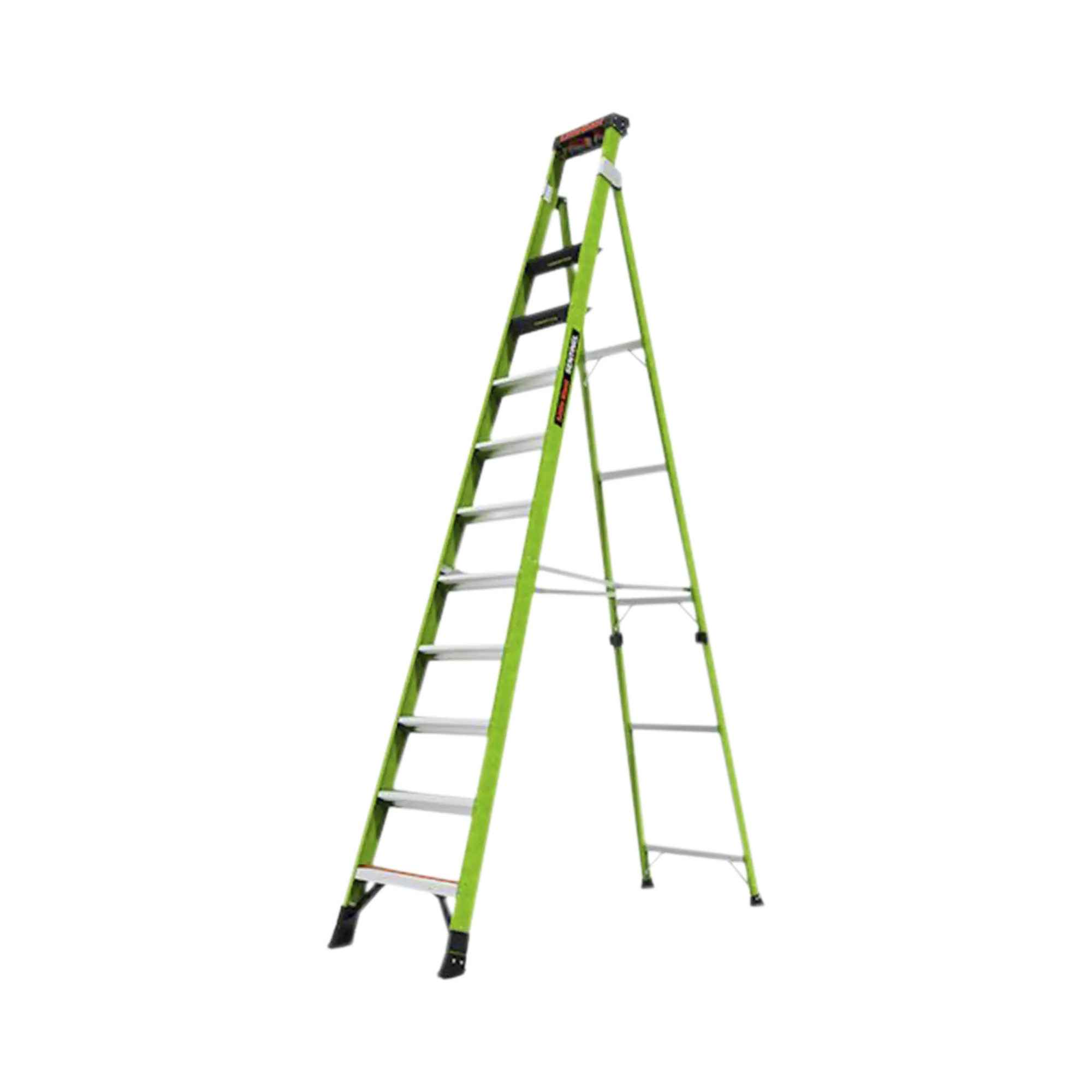 Escalera de 3.65 m Capacidad máxima de 170 Kg, inclinada, de fibra de vidrio con almohadilla de pared giratoria.
