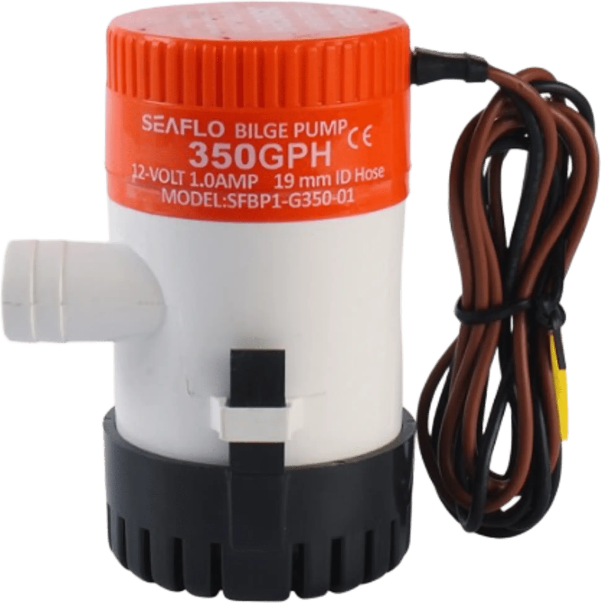 Bomba de Achique Eléctrica Marina Sumergible SEAFLO 12V / 350 GPH (1325 LPH) / No Automática / Protección Anti-Aire / Sellos Herméticos / Cableado Marino / Base de Filtro Removible
