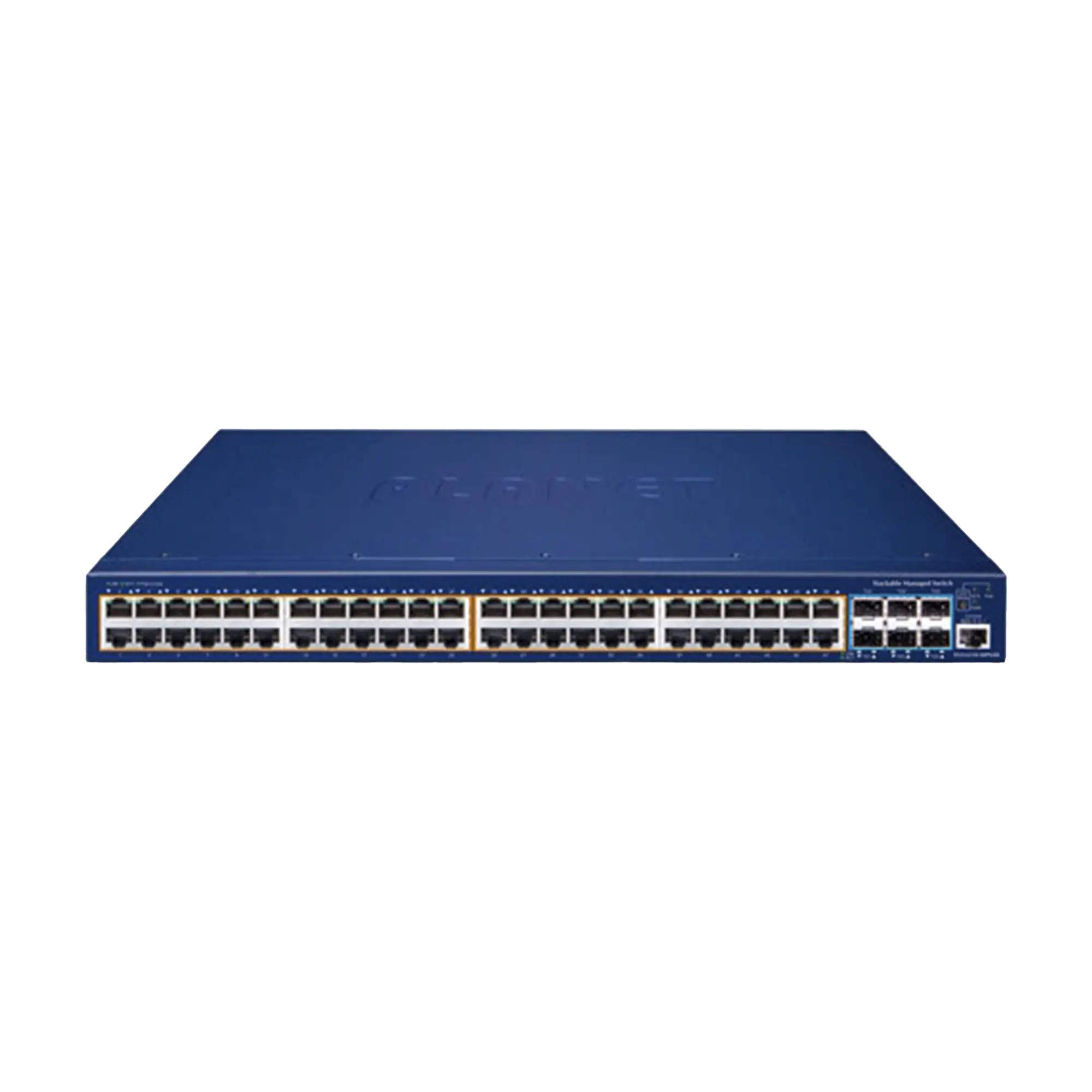 Switch Administrable Stacking Capa 3, 48 Puertos PoE Gigabit 802.3at, 6 Puertos SFP de 10 G, Incluye Fuente Redundante de 55 V cc