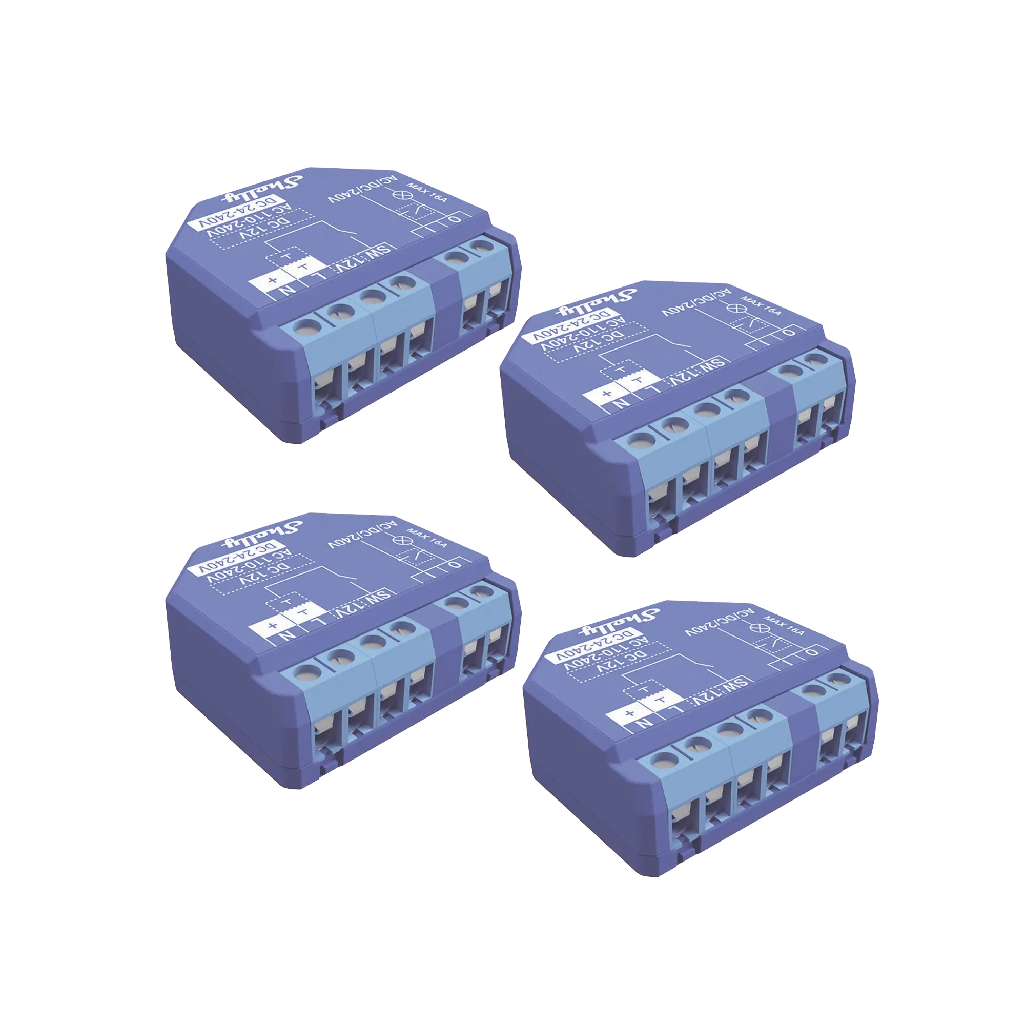Kit de 4 / Relevador inalámbrico inteligente 16A, 110-230 V, compatible con asistente de voz Alexa, Google Home