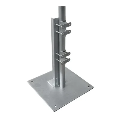 Base Recta Reforzada Galvanizada para Mástil de 1″ a 2″ de Diámetro.