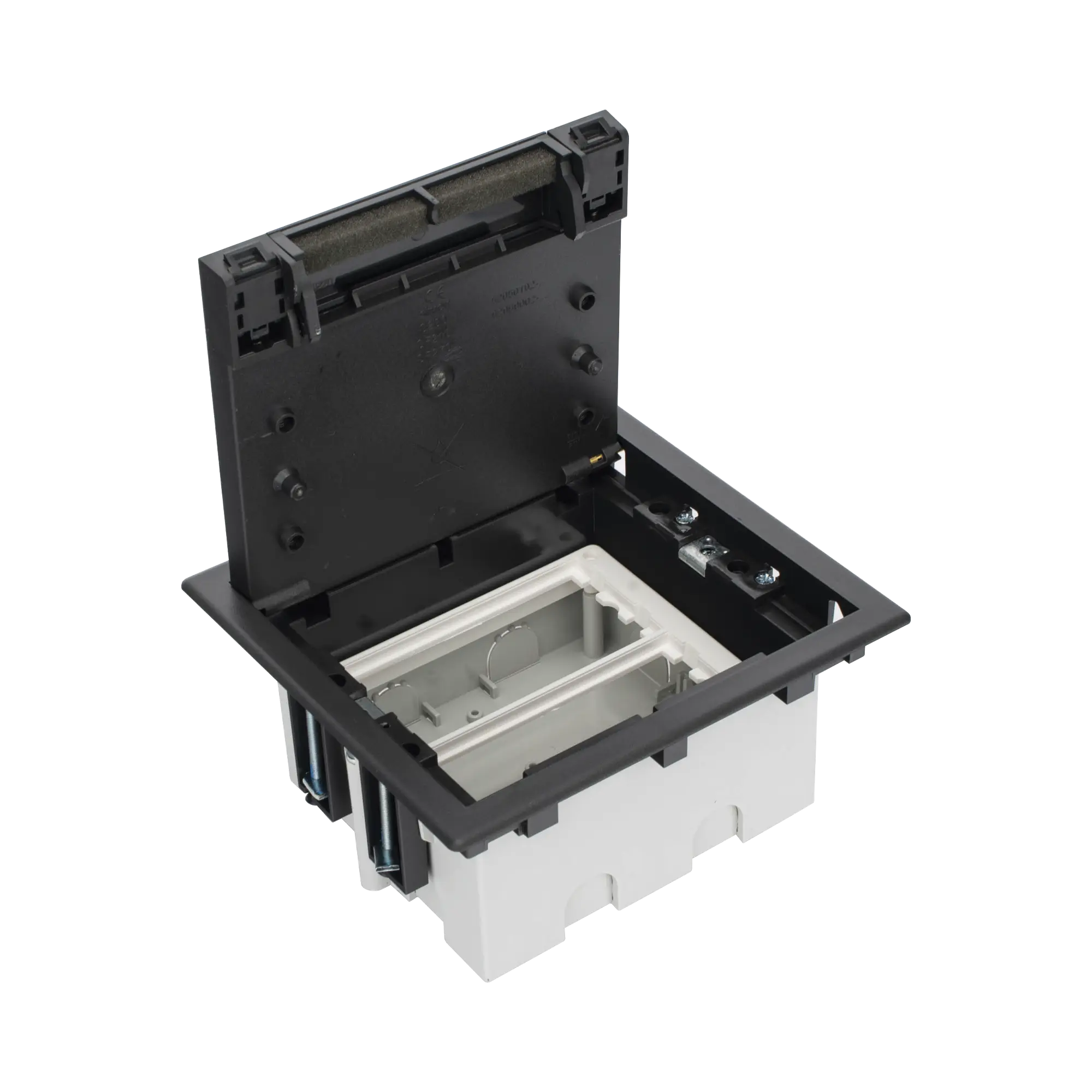 Caja Para Instalación en Piso Falso para Voz, Datos o Contactos Eléctricos / Capacidad para 2 Módulos / Espacio Embellecedor en la Tapa / Profundidad Ajustable de 90 a 120 mm / Los Módulos se Adquieren Aparte / (SF210/14CY)