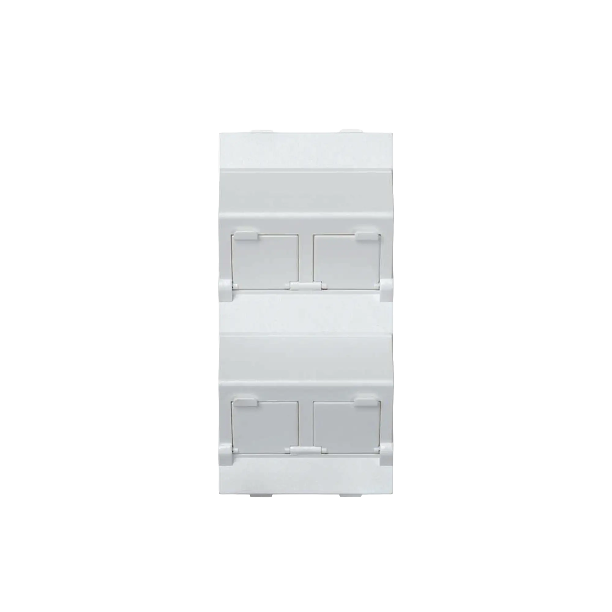 (S80CMD64/9) Placa voz y datos inclinada con guardapolvo y adaptador cuádruple para RJ45 keystone