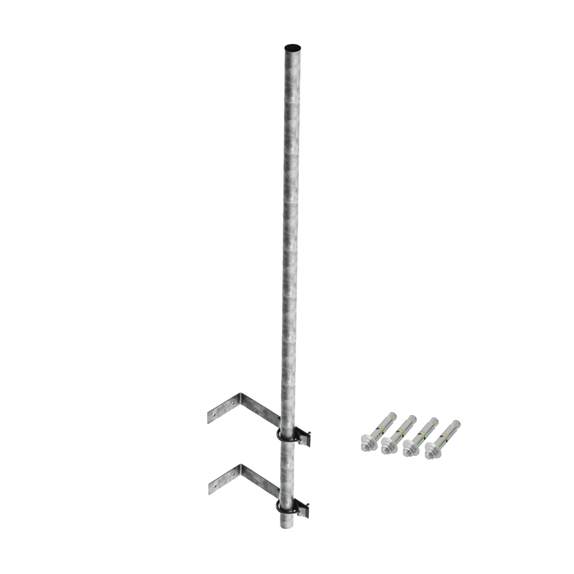 Mástil de 3 m de 1-1/2″ diámetro ced. 30 con Herrajes para Sujeción a Pared.