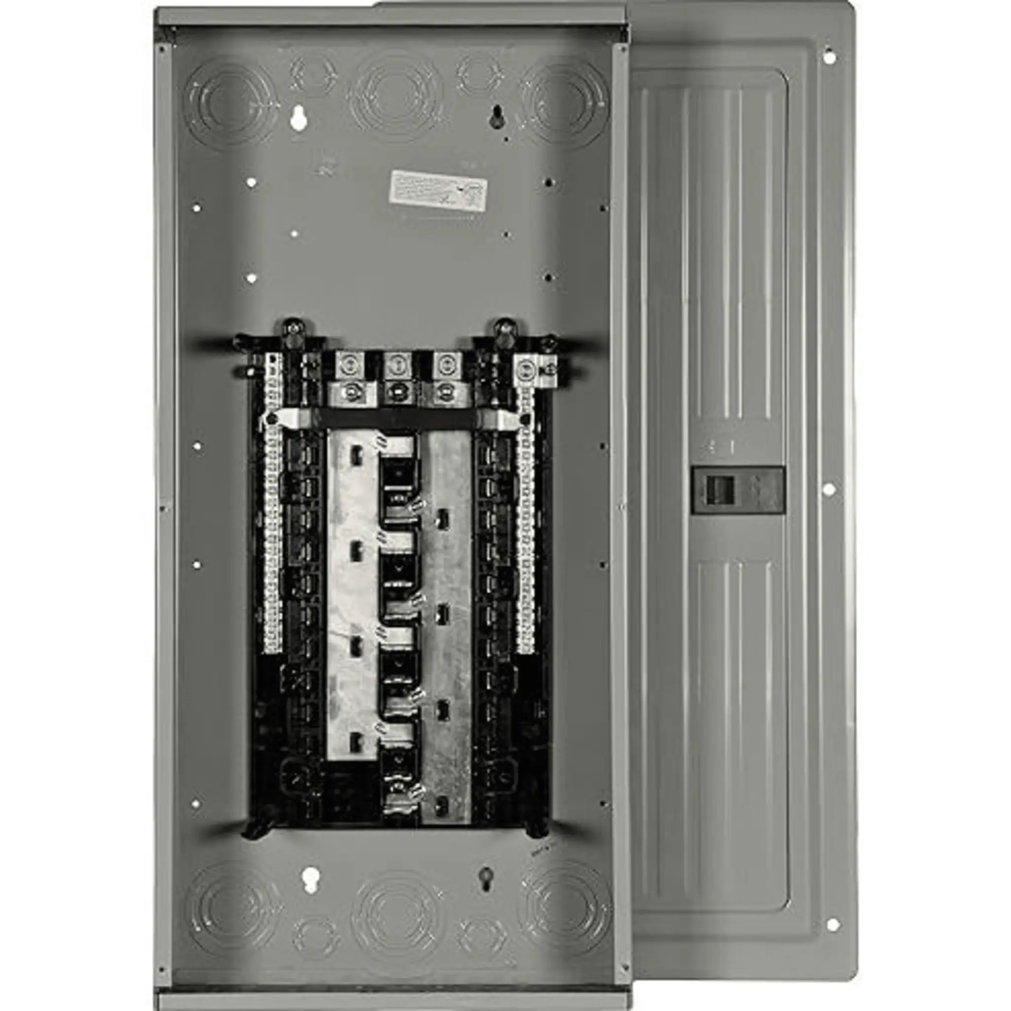 Centro de carga monofásico 1 Fase, 3 Hilos para interruptores QP, de 30 polos – 48 Circuitos, 120/240vca, Barras de aluminio 200 Amp, Nema 1, uso interior. Incluye tapa.